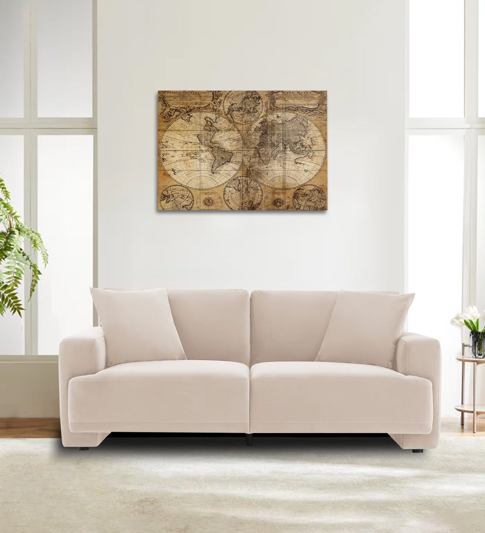 Kosta Velvet 2 Seater Sofa in Camel Beige Colour