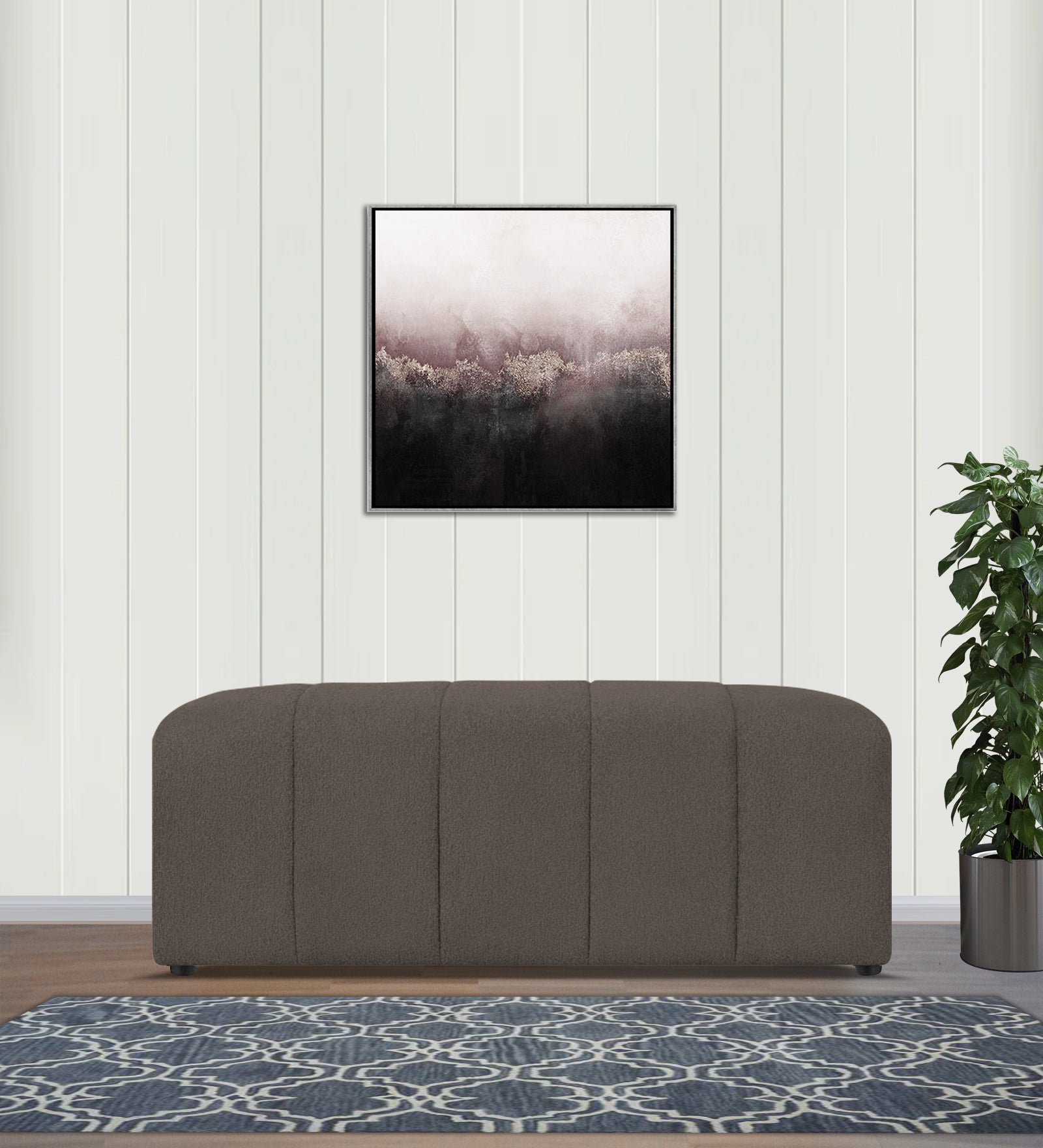 Rexi Boucle Fabric Bench In Niya Beige Colour - Febonic Living