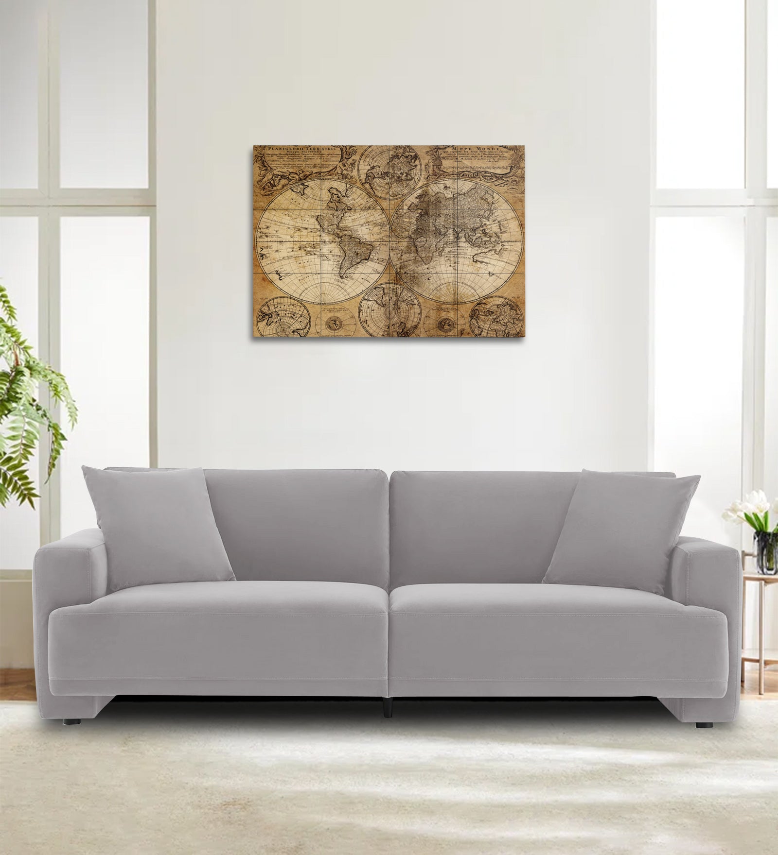 Kosta Velvet 3 Seater Sofa In Concrete Grey Colour - Febonic Living
