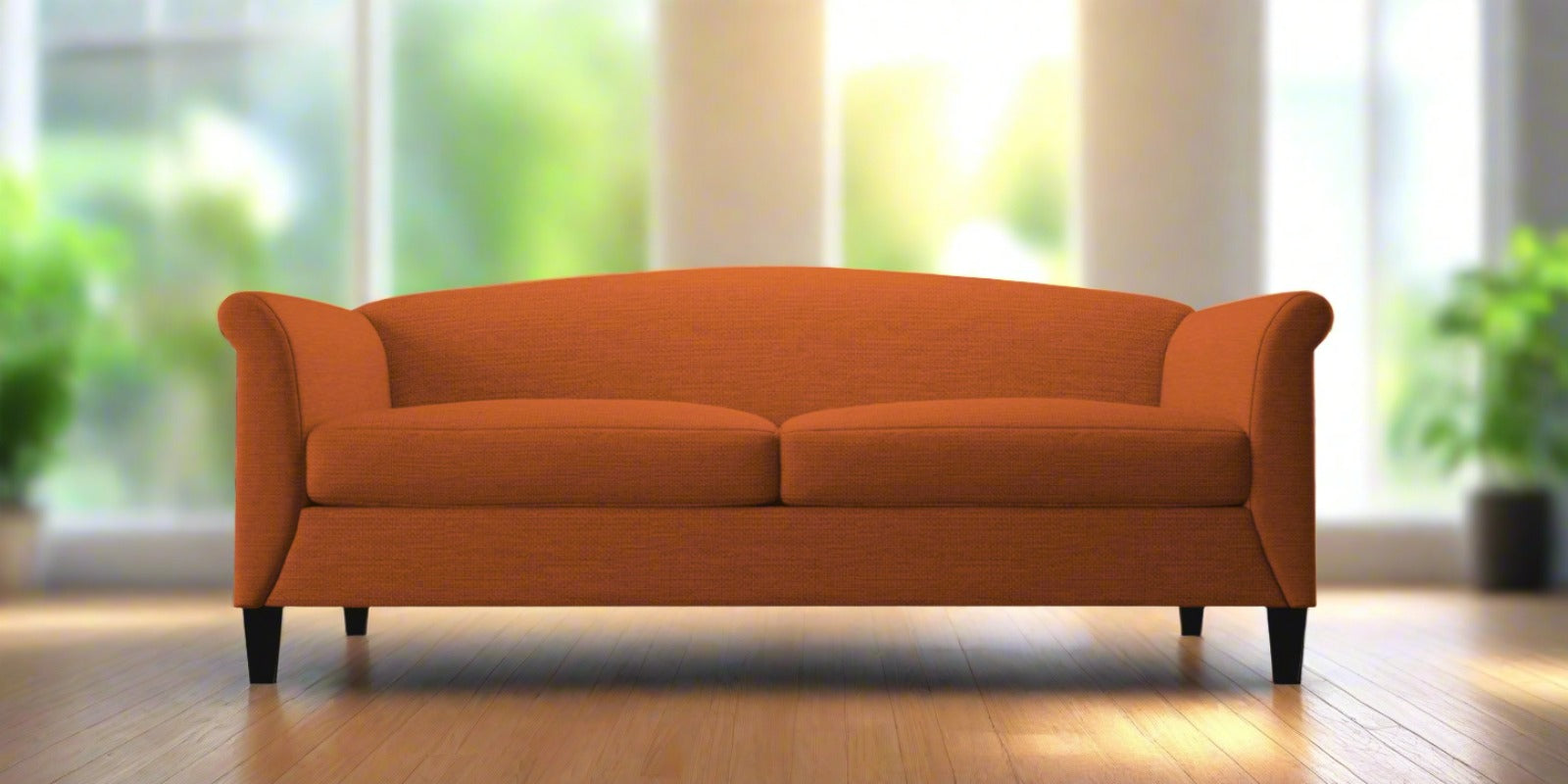 Kimber Fabric 3 Seater Sofa In Vivid Orange Colour - Febonic Living