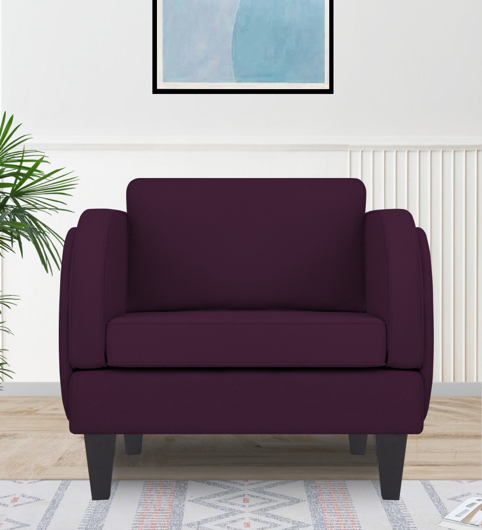 Siddy Fabric 1 Seater Sofa In Greek Purple Colour - Febonic Living
