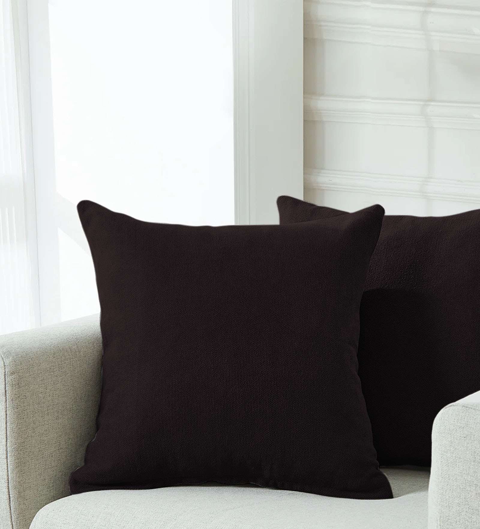 Kaya Fabric (20x20in) Sofa Pillows In Cara Brown Colour (Pack of 2) - Febonic Living