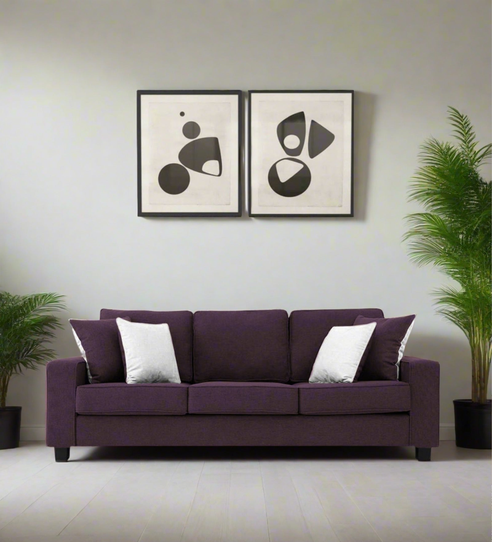 Ladybug Fabric 3 Seater Sofa In Greek Purple Colour - Febonic Living
