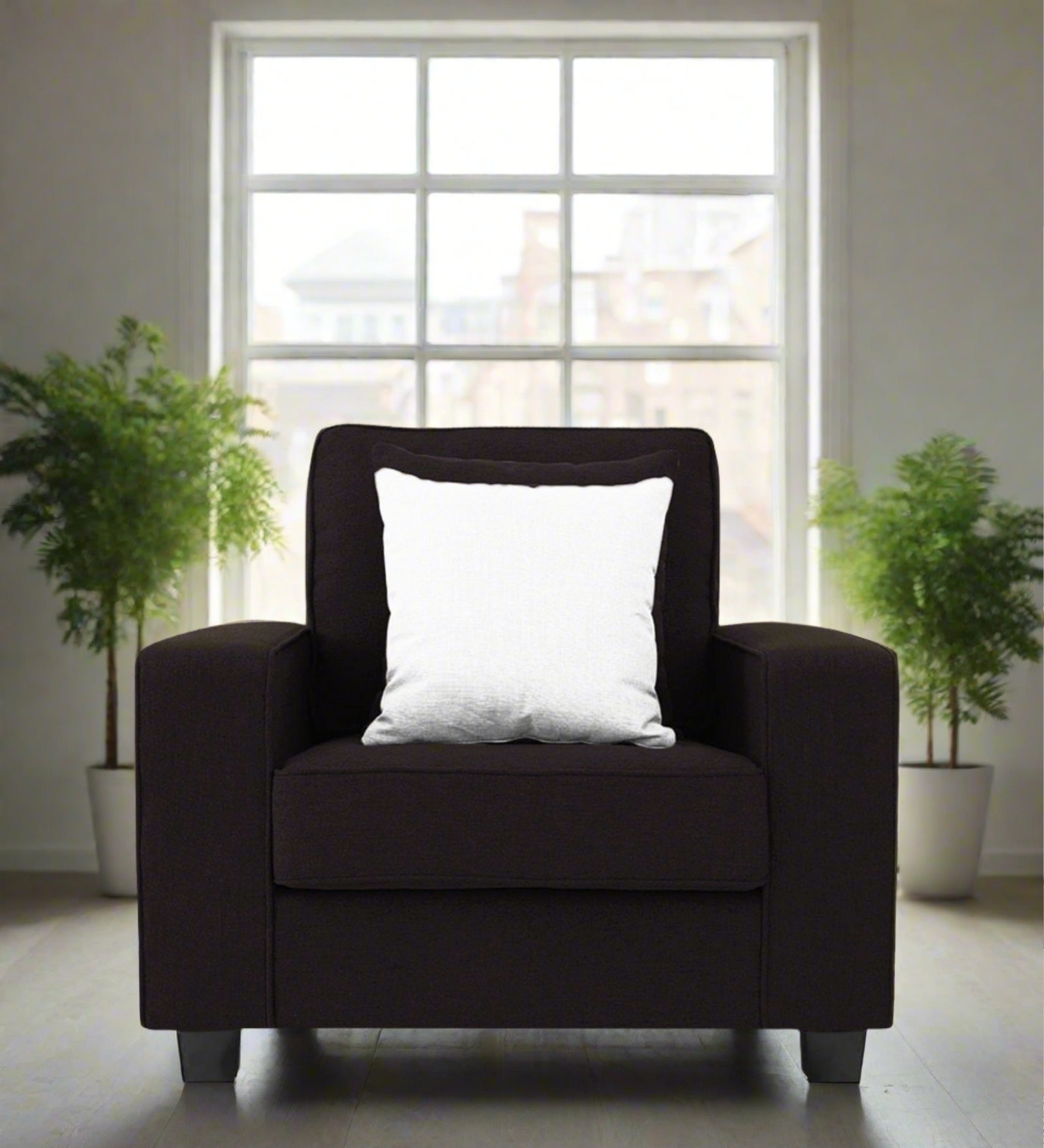 Ladybug Fabric 1 Seater Sofa In Cara Brown Colour - Febonic Living