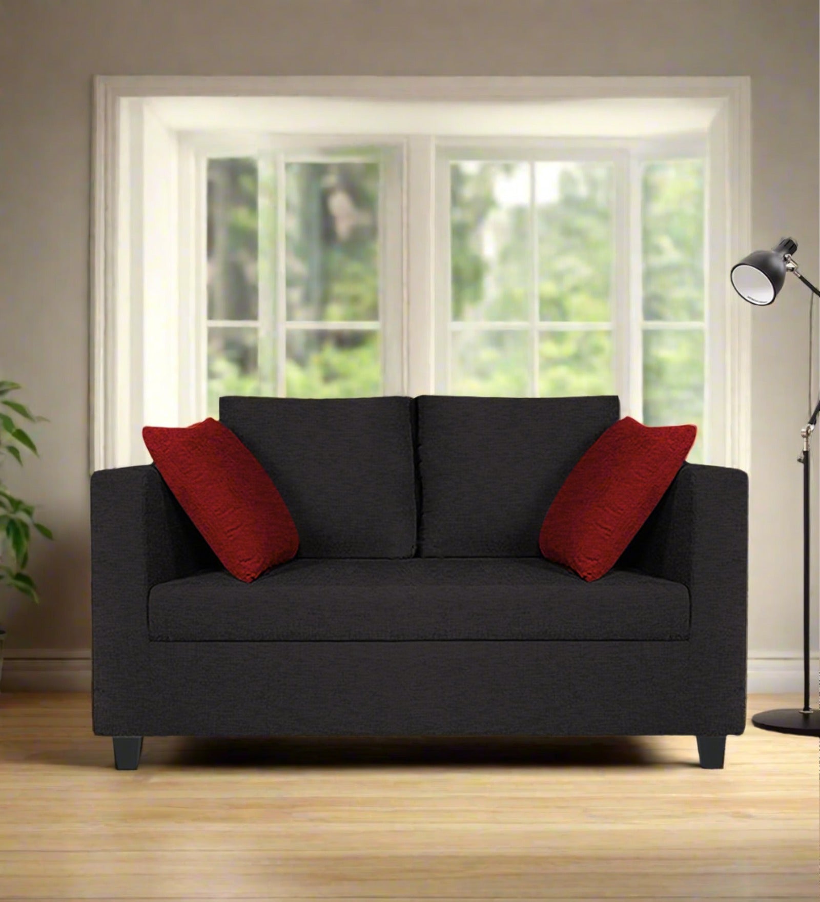 Nuska Fabric 2 Seater Sofa In Maba Grey Colour - Febonic Living