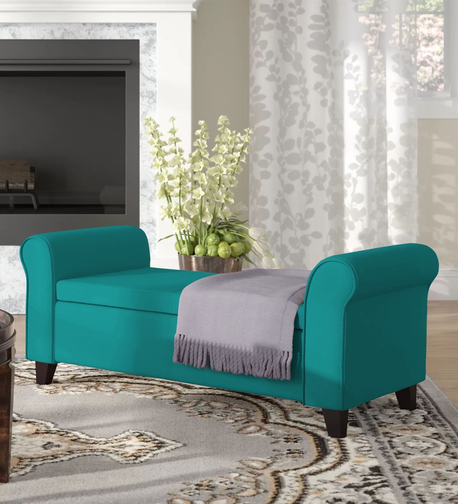 Molo Fabric 3 Seater Recamier In Sea Green Colour With Storage - Febonic Living
