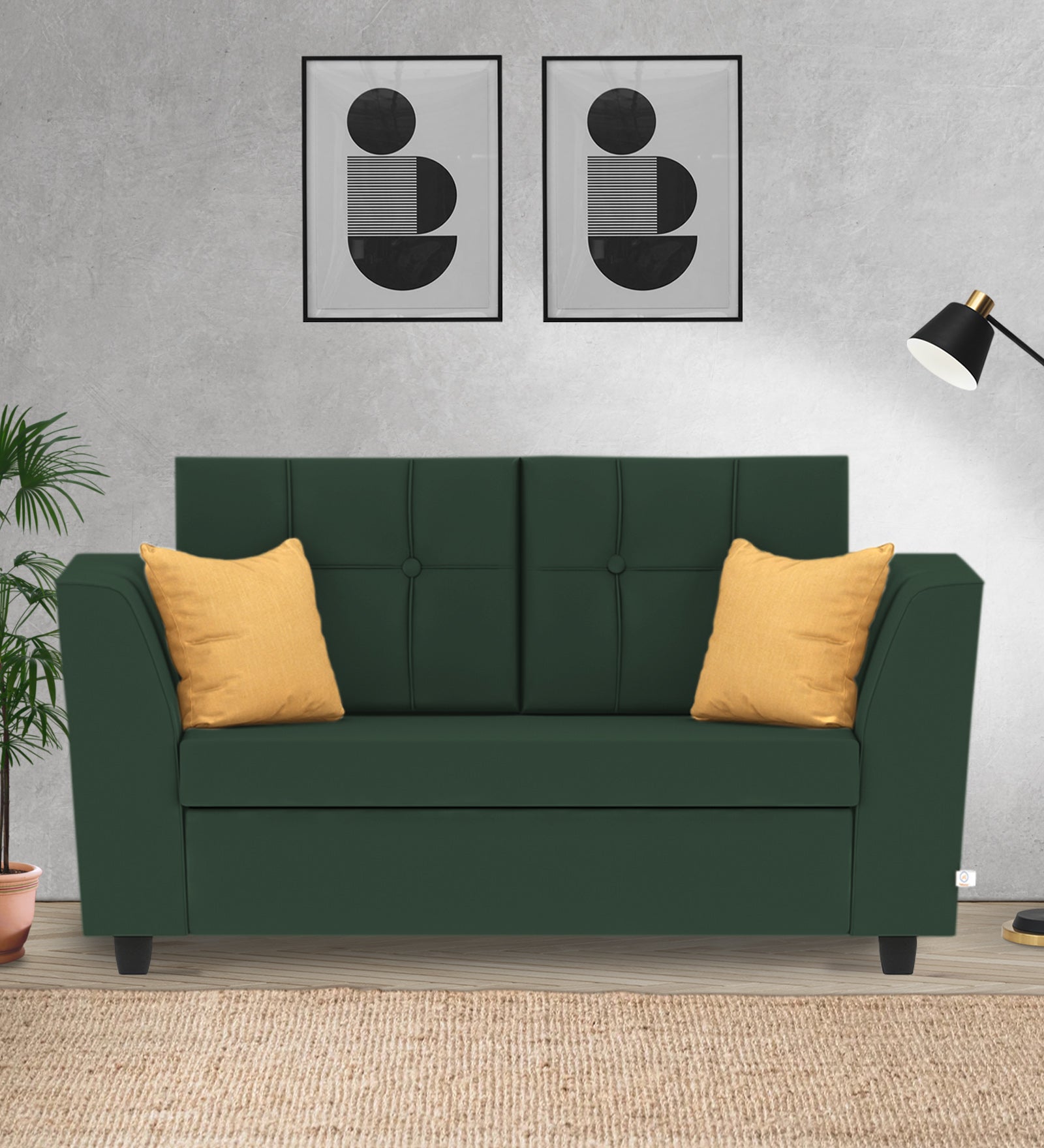 Nestin Velvet 2 Seater Sofa In Amazon Green Colour - Febonic Living