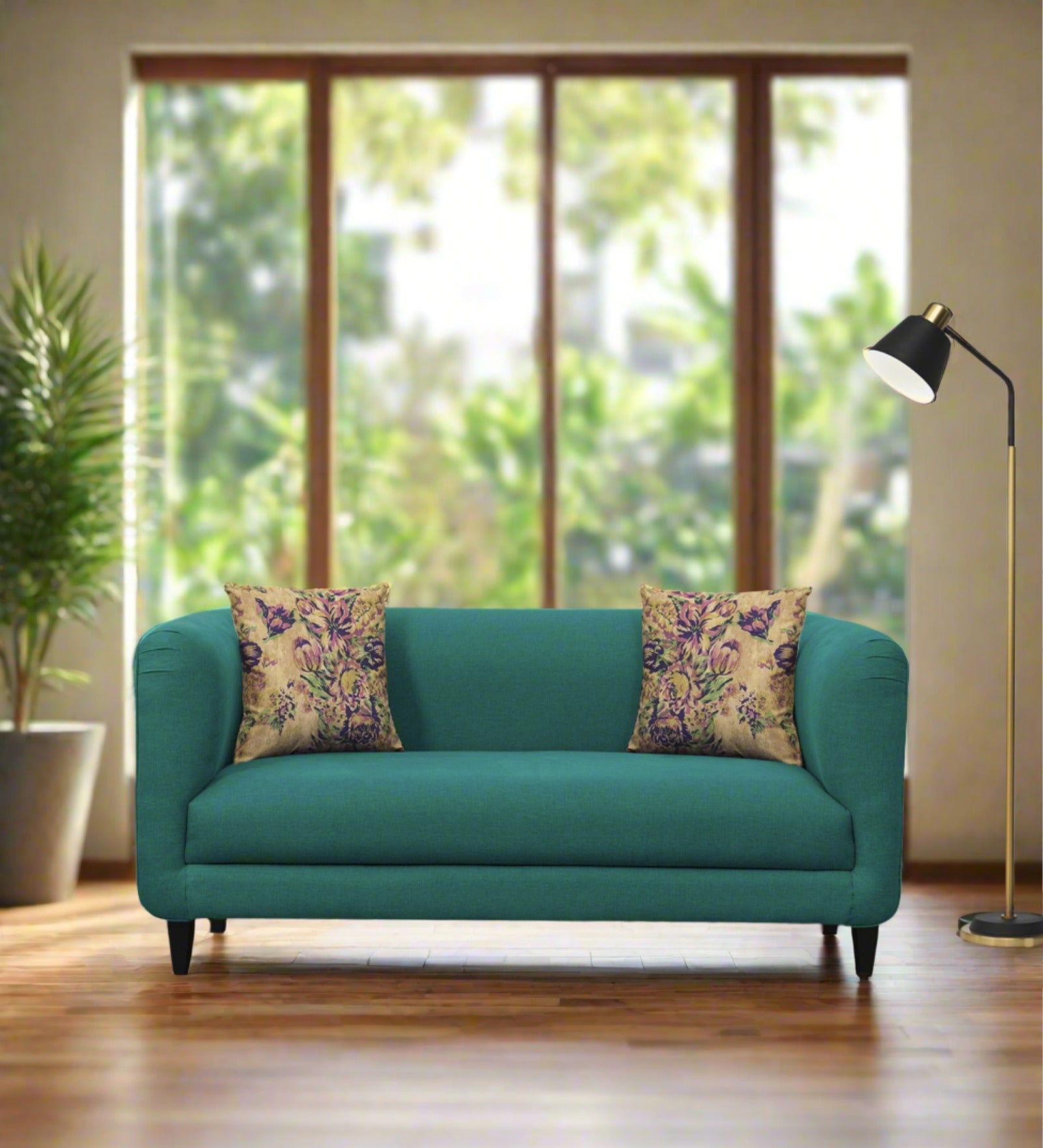 Niki Fabric 2 Seater Sofa In Sea Green Colour - Febonic Living