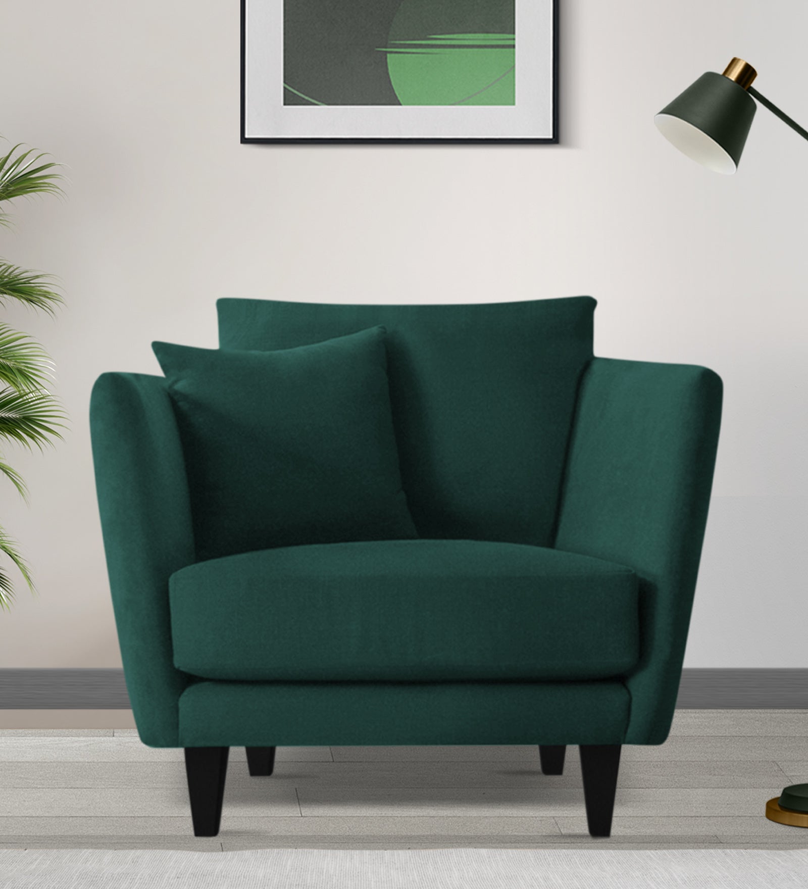 Norway Velvet 1 Seater Sofa In Forest Green Colour - Febonic Living