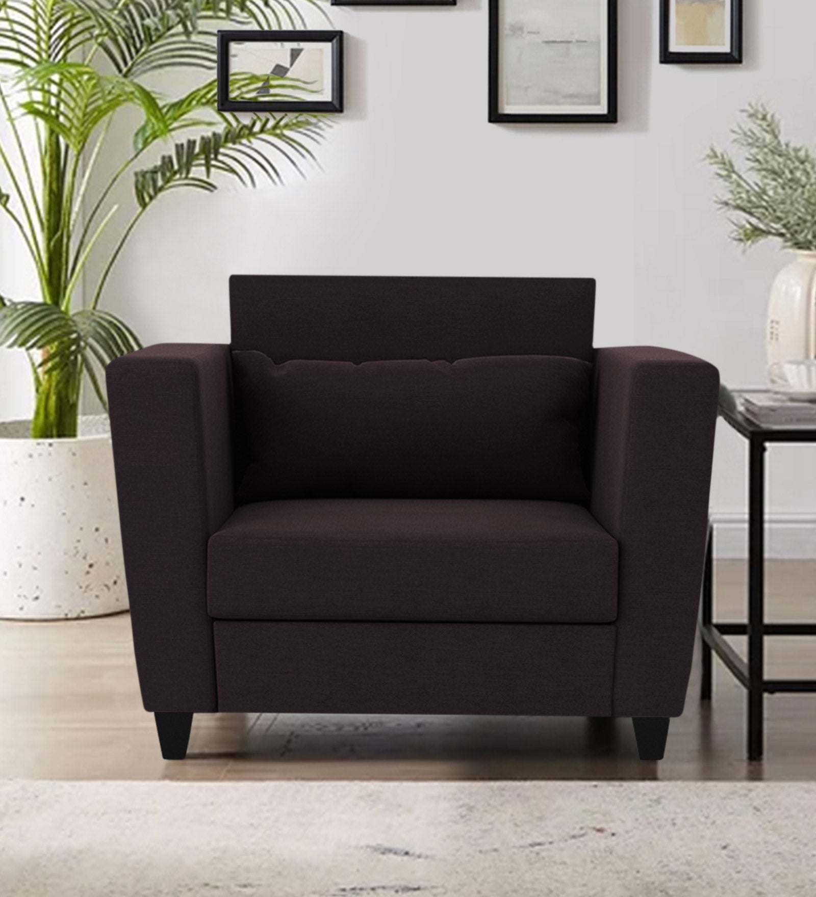Tokyo Fabric 1 Seater Sofa In Cara Brown Colour - Febonic Living