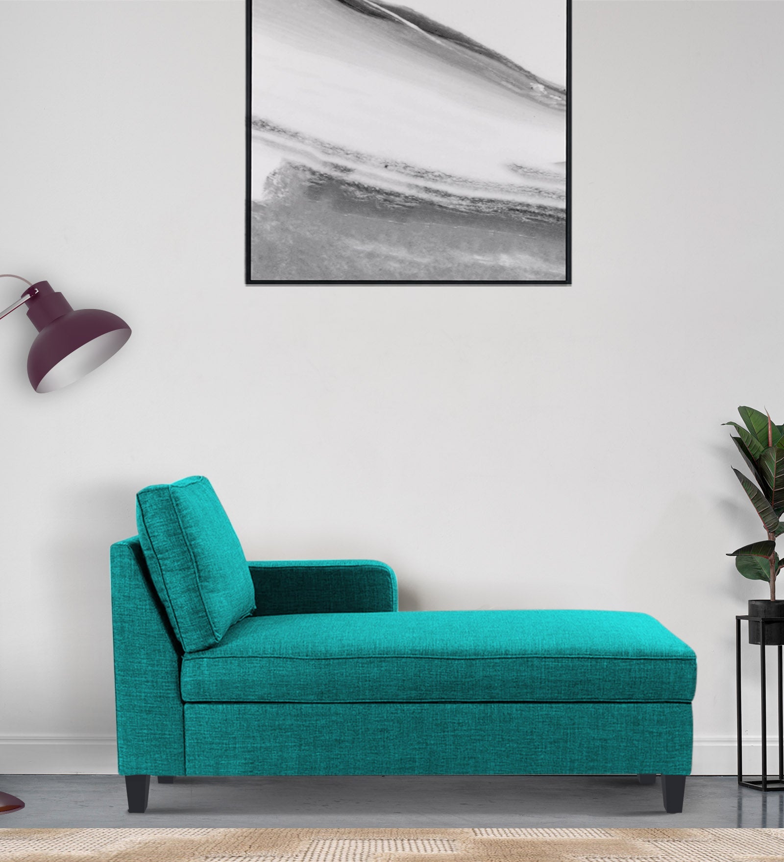 Harry Fabric RHS Chaise Lounger In Sea Green Colour - Febonic Living