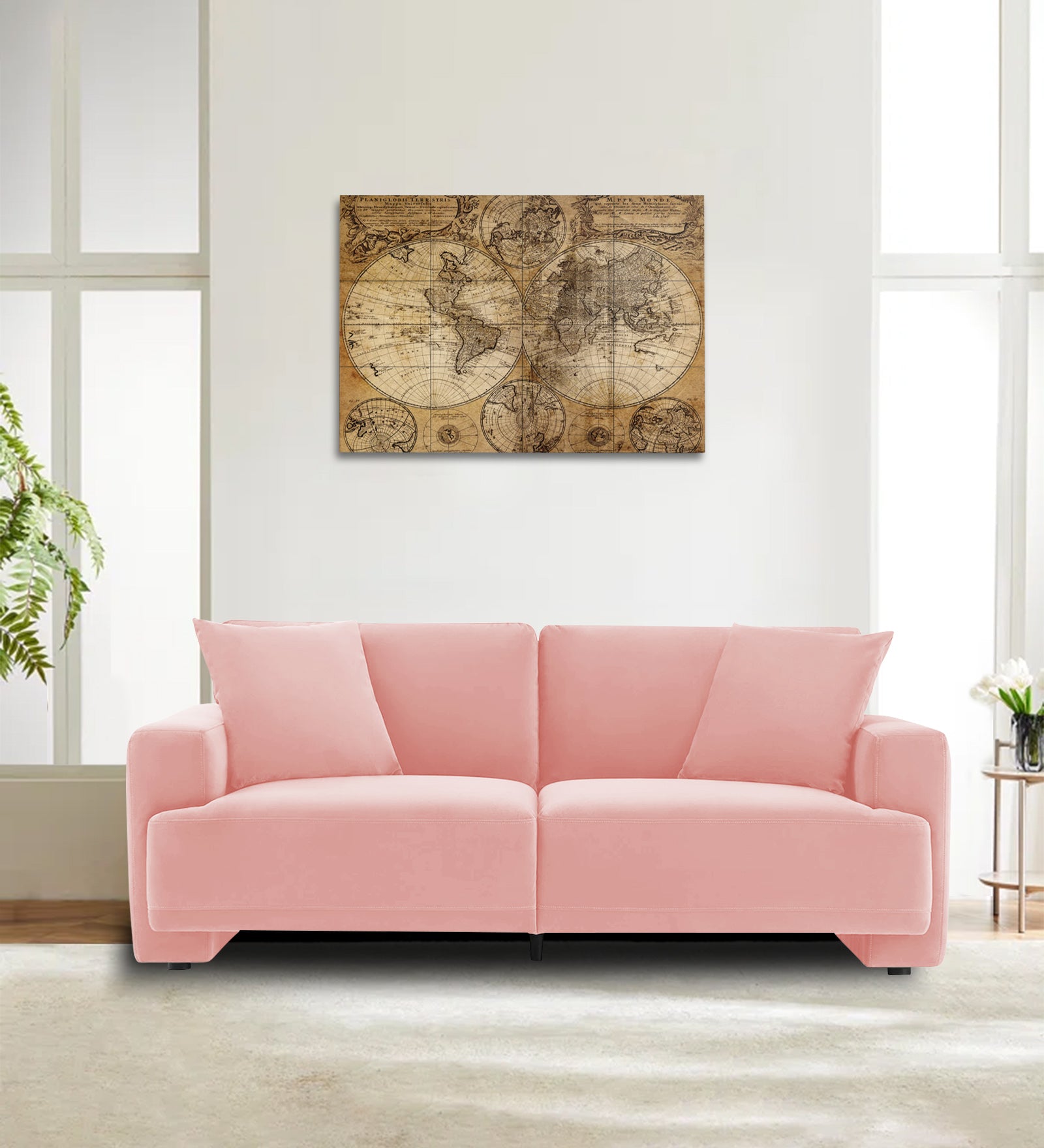 Kosta Velvet 2 Seater Sofa In Millennial Pink Colour - Febonic Living