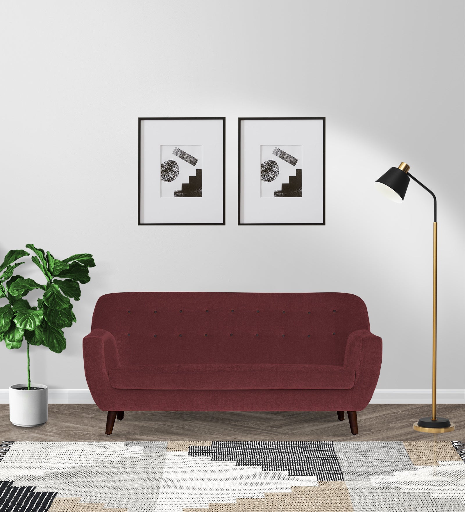 German Fabric 3 Seater Sofa In Blaze Red Colour - Febonic Living