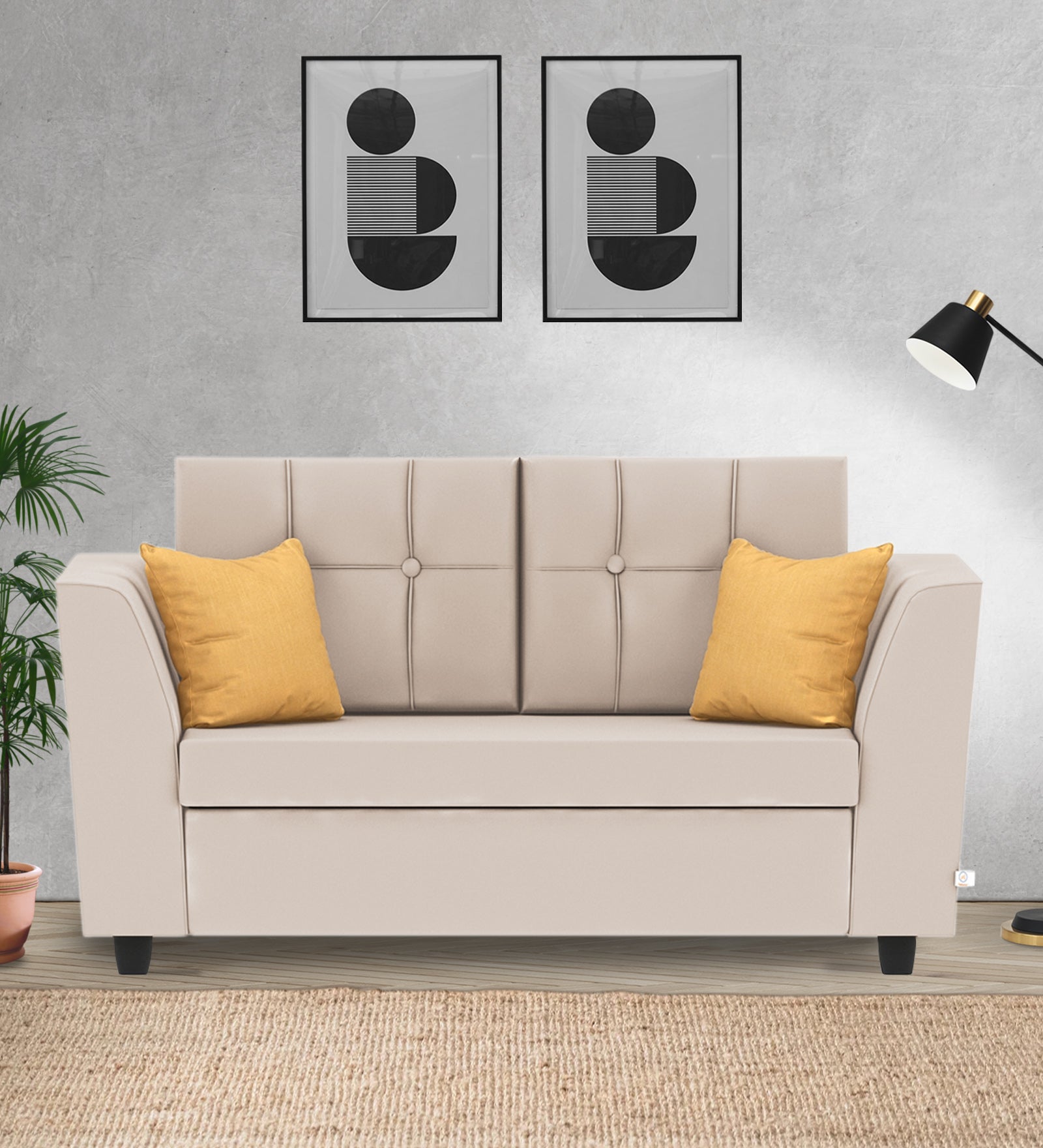 Nestin Velvet 2 Seater Sofa In Camel Beige Colour - Febonic Living