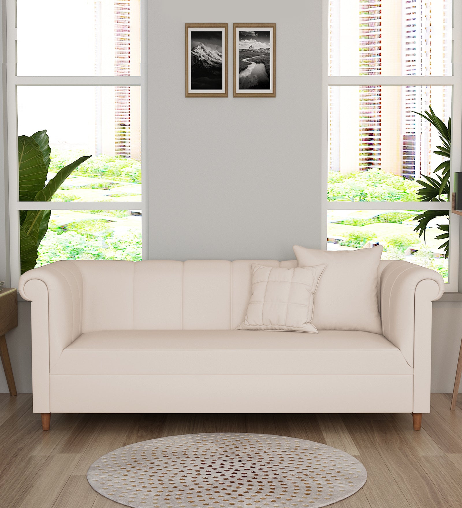 Rubi Velvet 3 Seater Sofa In Camel Beige Colour - Febonic Living