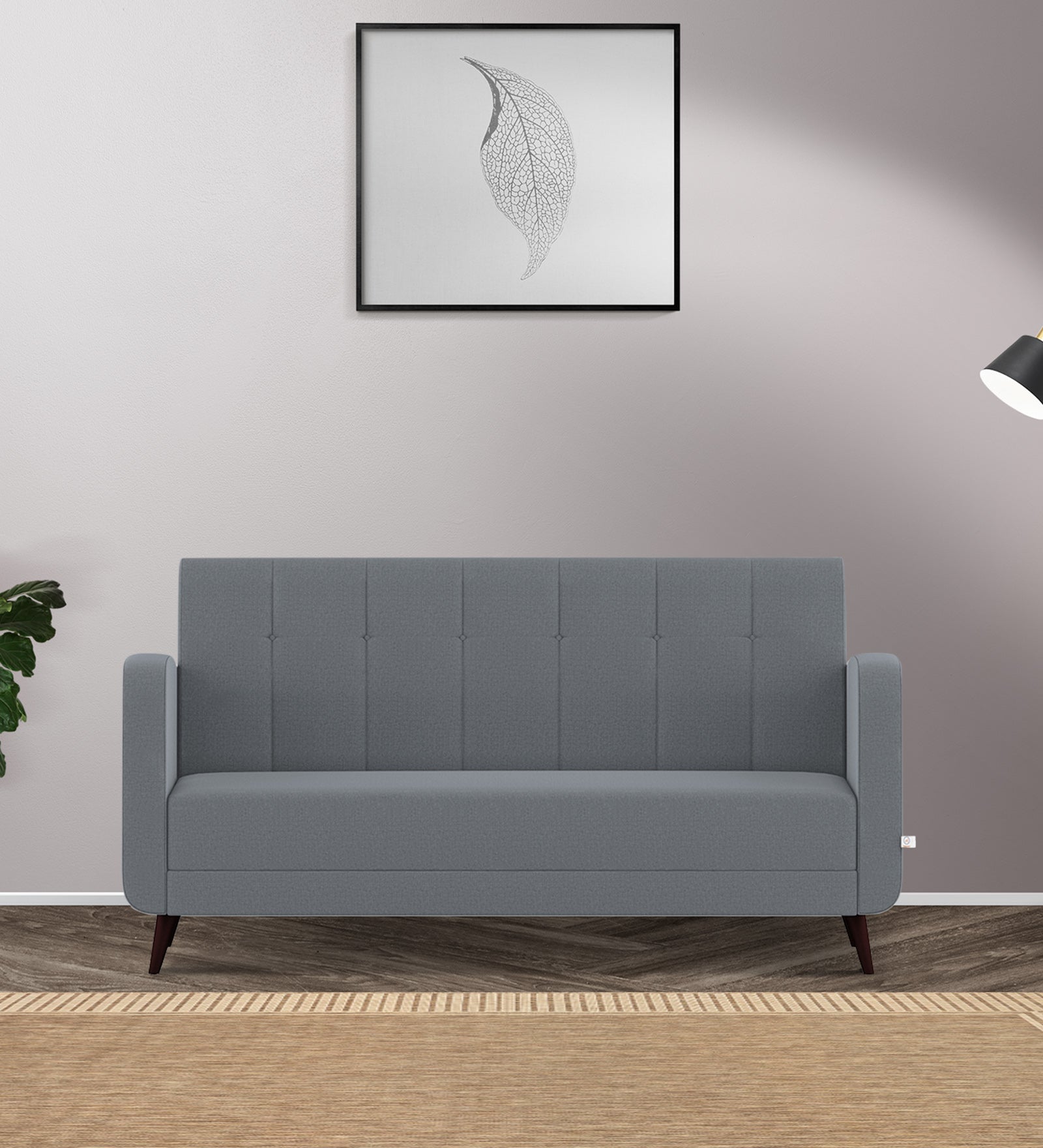 Wiki Velvet 3 Seater Sofa In Pubble Grey Colour - Febonic Living