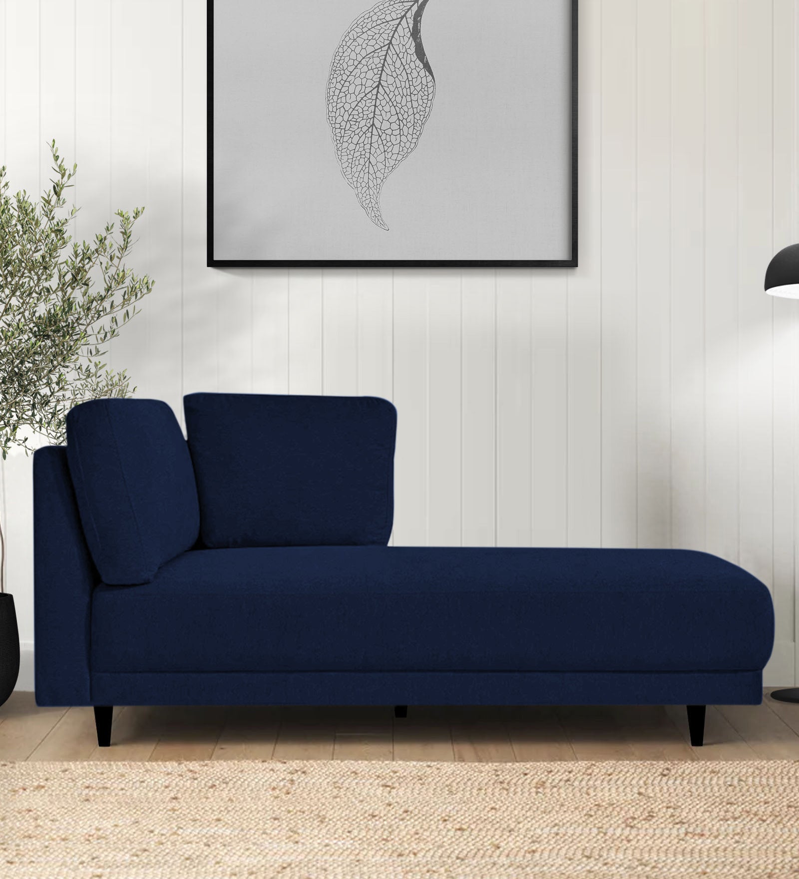 Jonze Velvet RHS Chaise Lounger In Indigo Blue Colour - Febonic Living