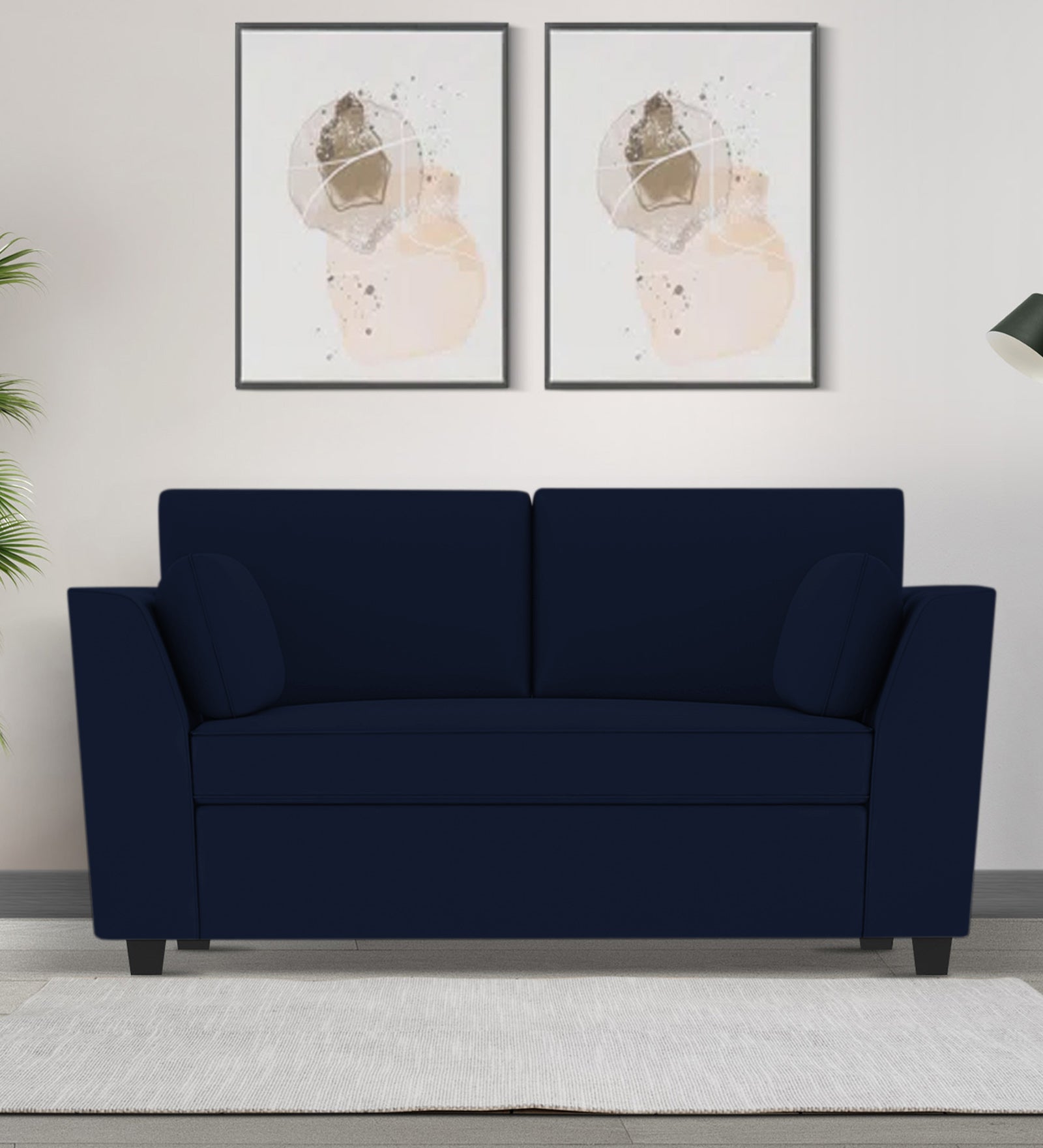 Bristo Velvet 2 Seater Sofa In Indigo Blue Colour - Febonic Living