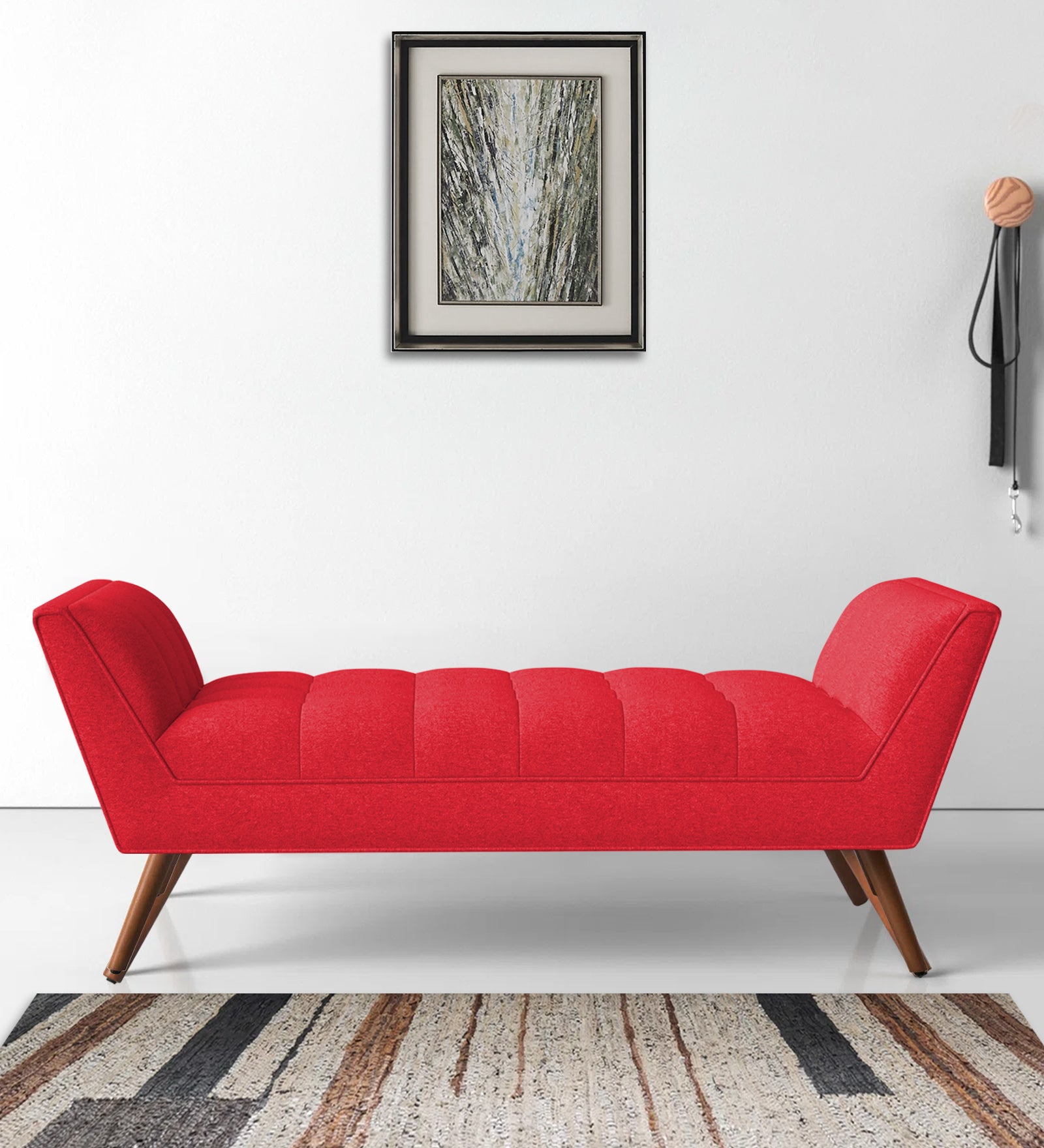 Cartes Velvet Bench In Ox Blood Maroon Colour - Febonic Living