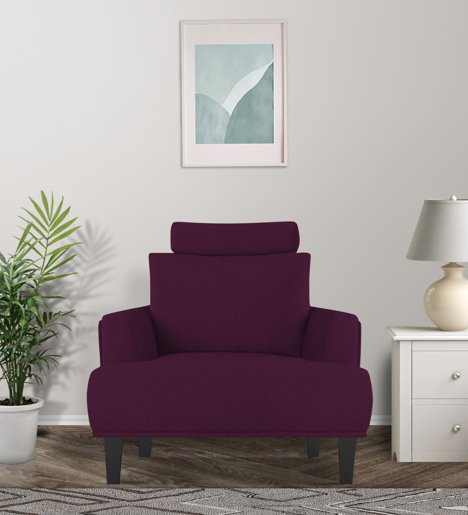 Como Fabric 1 Seater Sofa In Greek Purple Colour - Febonic Living