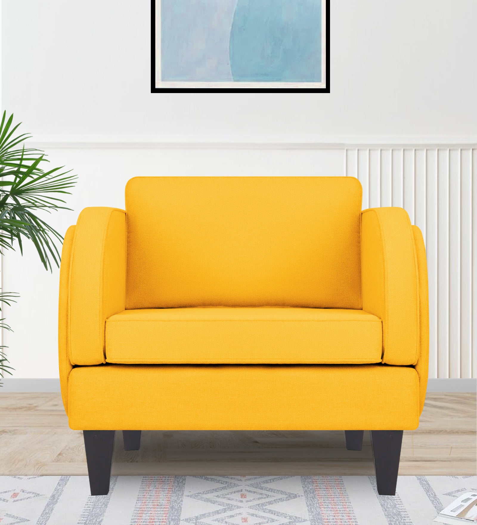 Siddy Fabric 1 Seater Sofa in Bold Yellow Colour