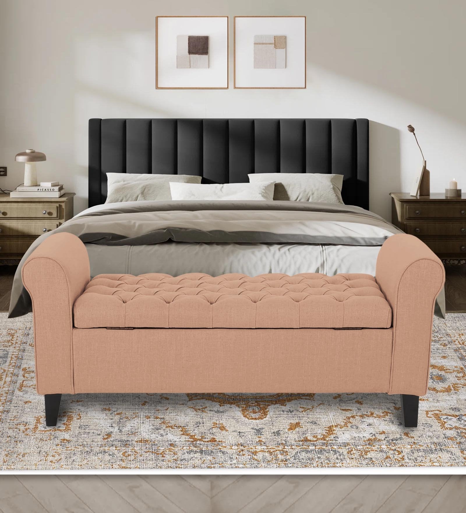 Nowia Fabric 3 Seater Recamier In cosmic-beige Colour With Storage - Febonic Living