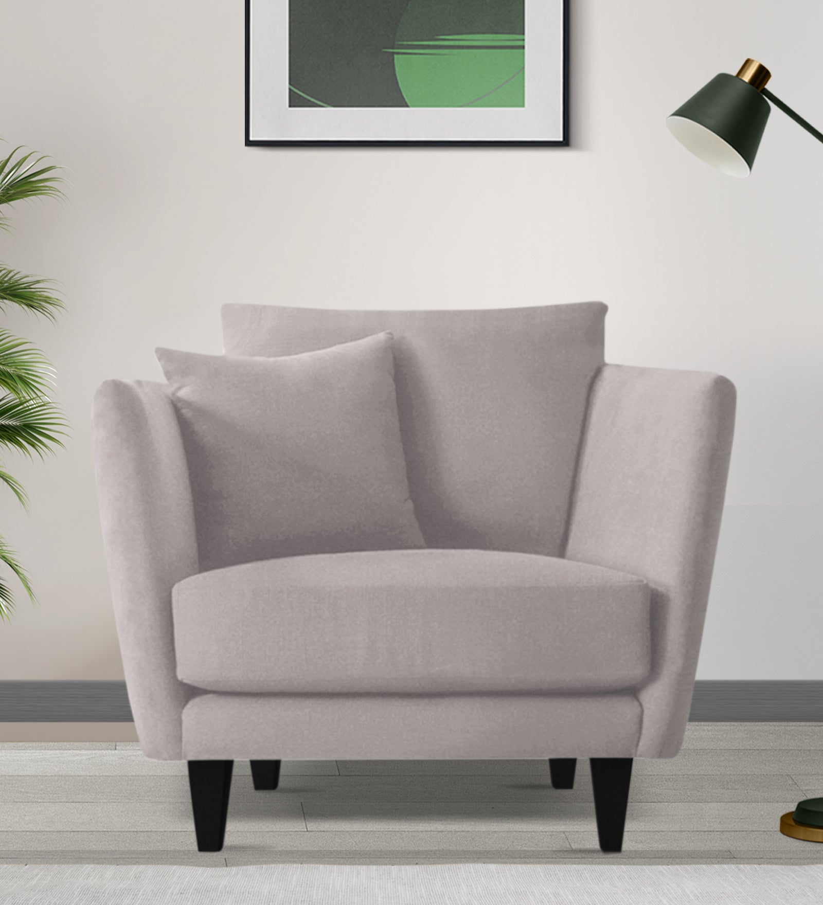 Norway Velvet 1 Seater Sofa In Pearl Grey Colour - Febonic Living