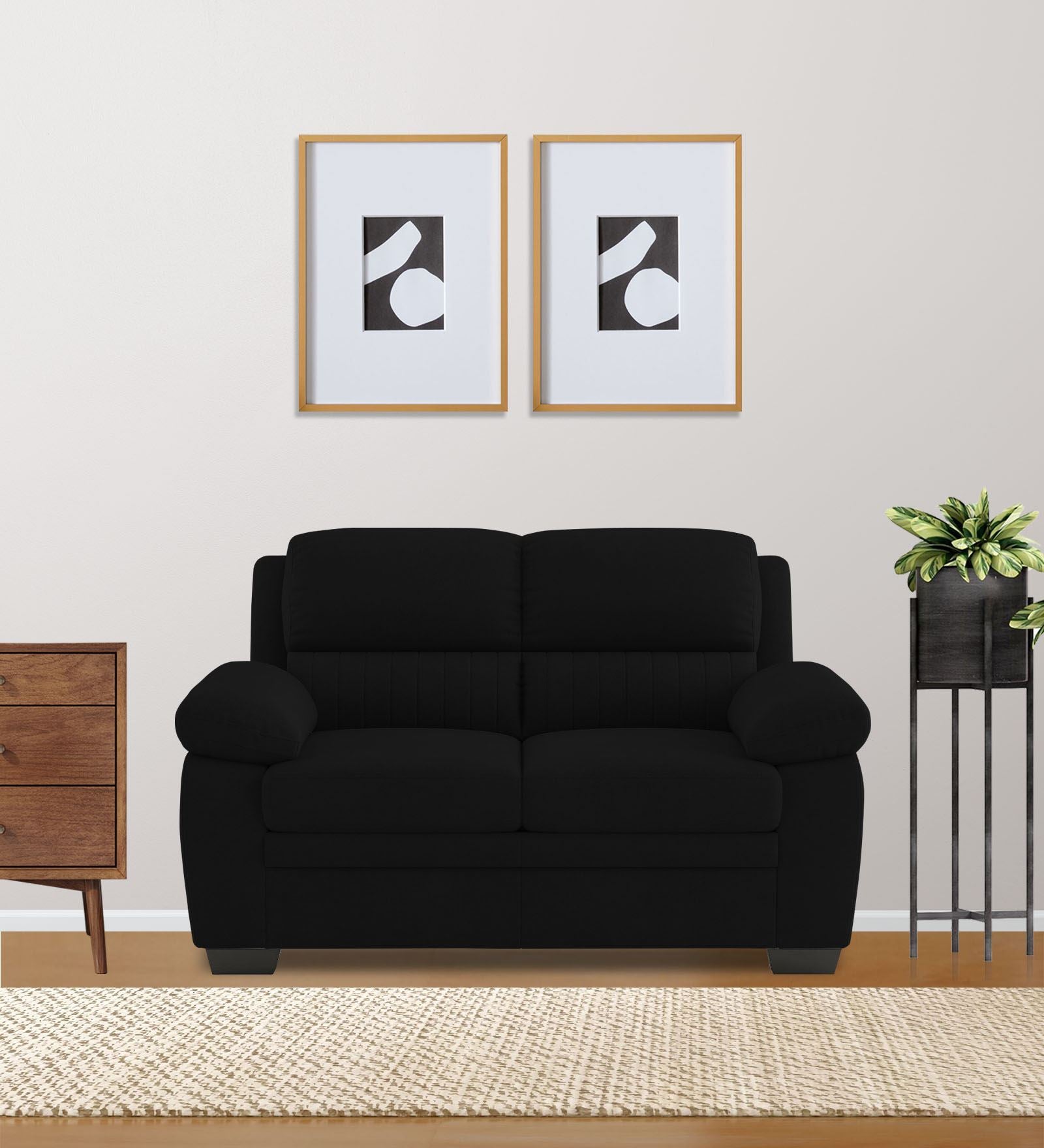Miranda Velvet 2 Seater Sofa In Adam Black Colour - Febonic Living