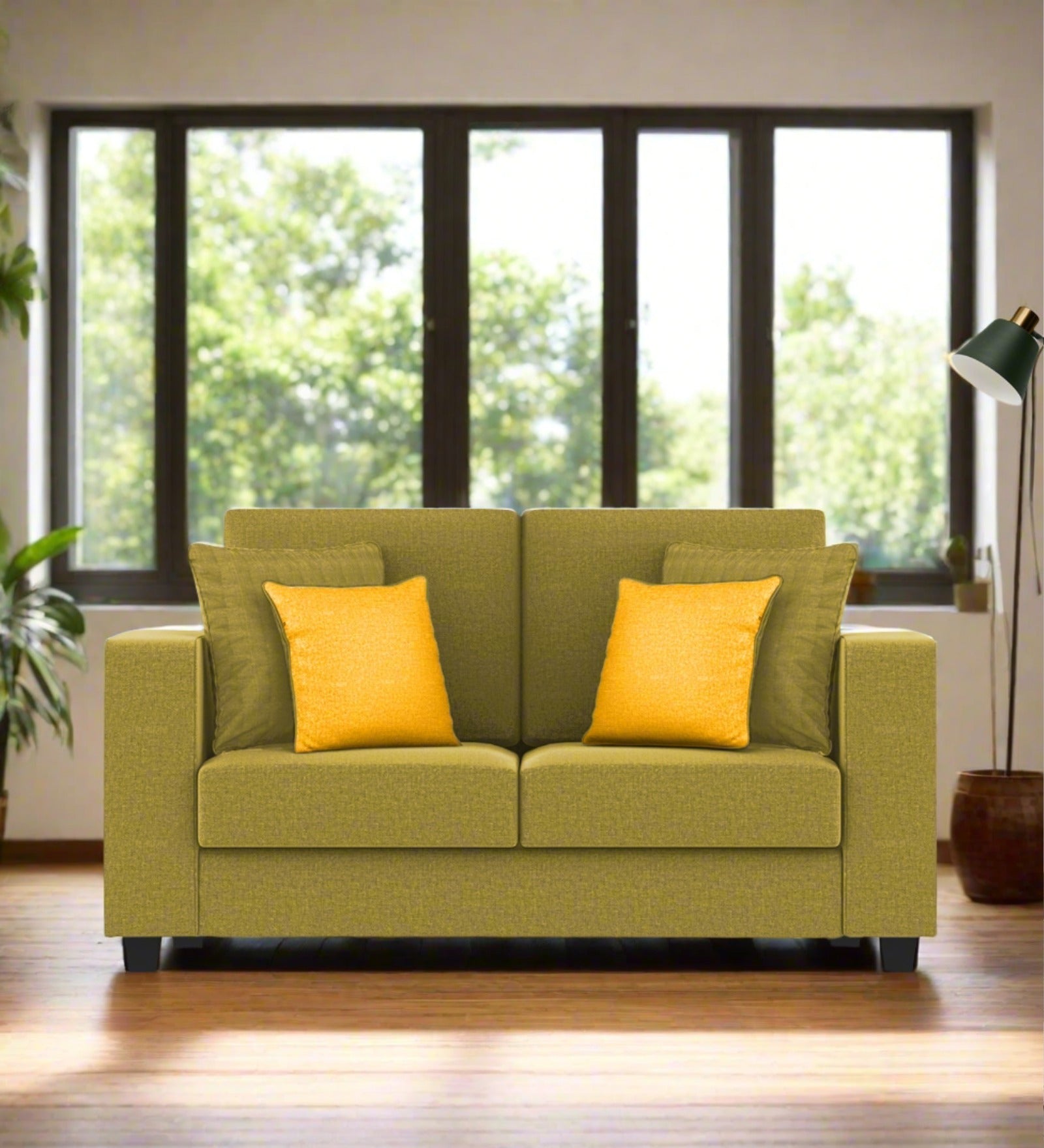 Nabi Fabric 2 Seater Sofa In Parrot Green Colour - Febonic Living