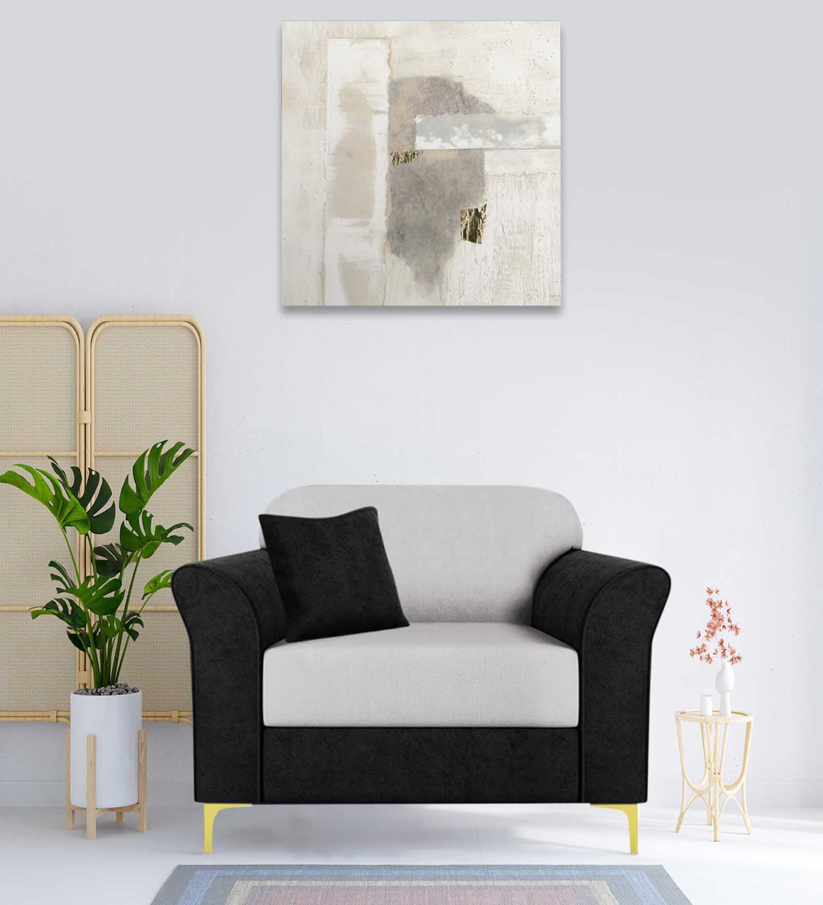 Jordan Velvet 1 Seater Sofa In Adam Black And Concreate Grey Colour - Febonic Living
