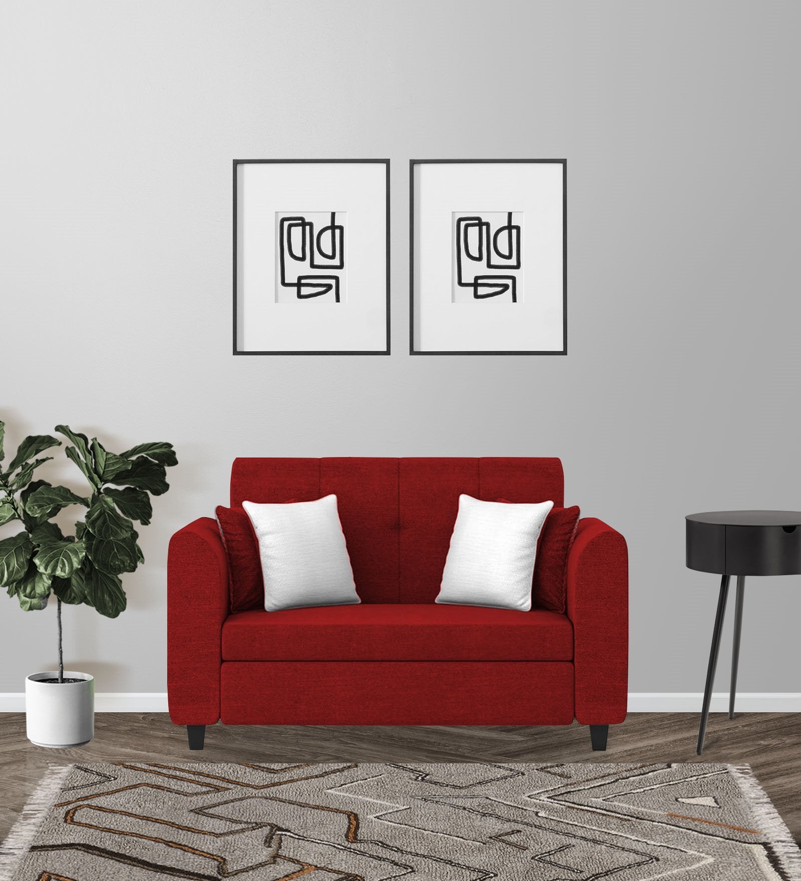 Denmark Fabric 2 Seater Sofa In Blood Maroon Colour - Febonic Living