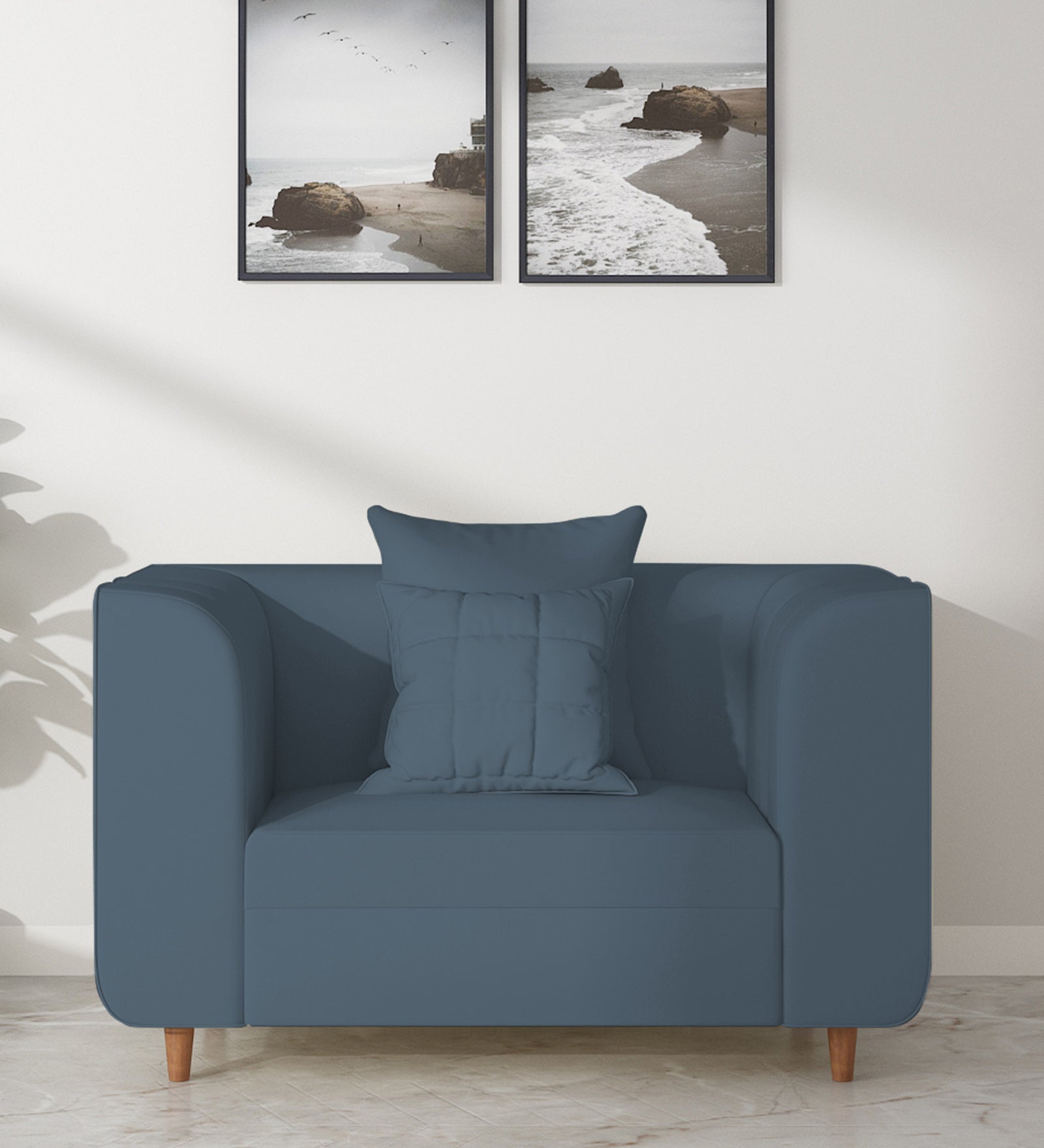 Sumo Velvet 1 Seater Sofa In Oxford Blue Colour - Febonic Living