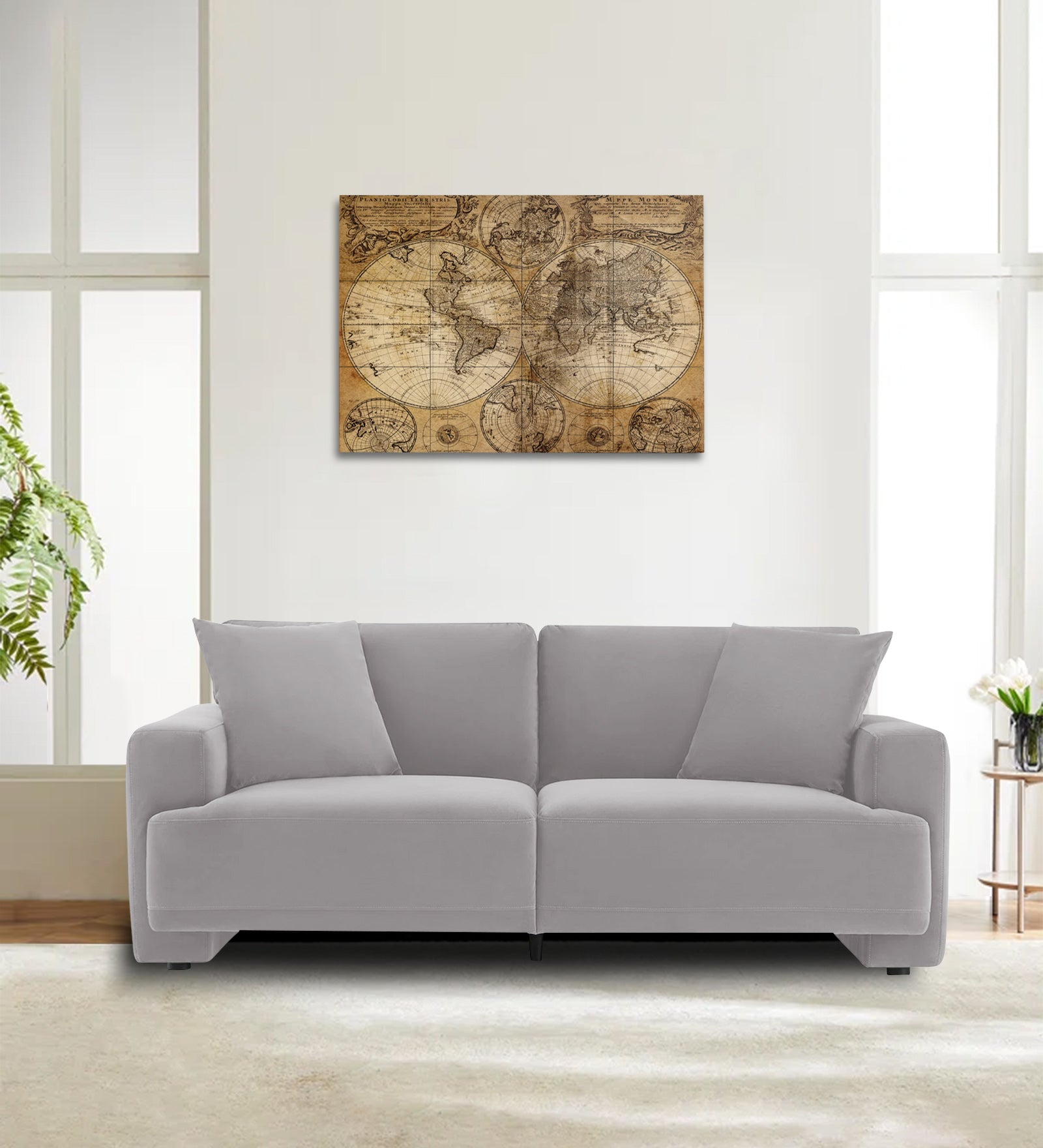 Kosta Velvet 2 Seater Sofa In Concrete Grey Colour - Febonic Living