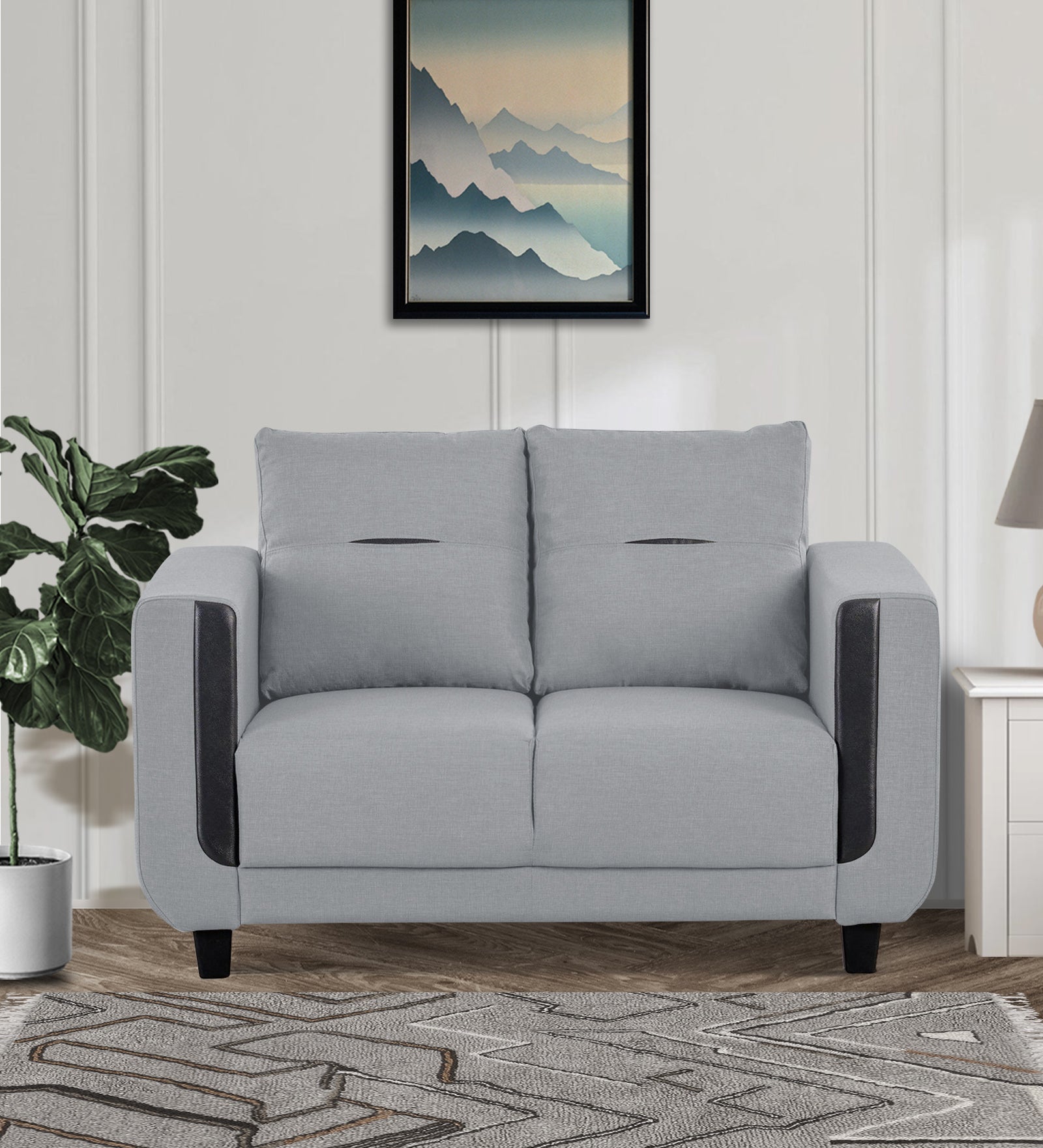 Perry Fabric 2 Seater Sofa in Coin Grey Colour