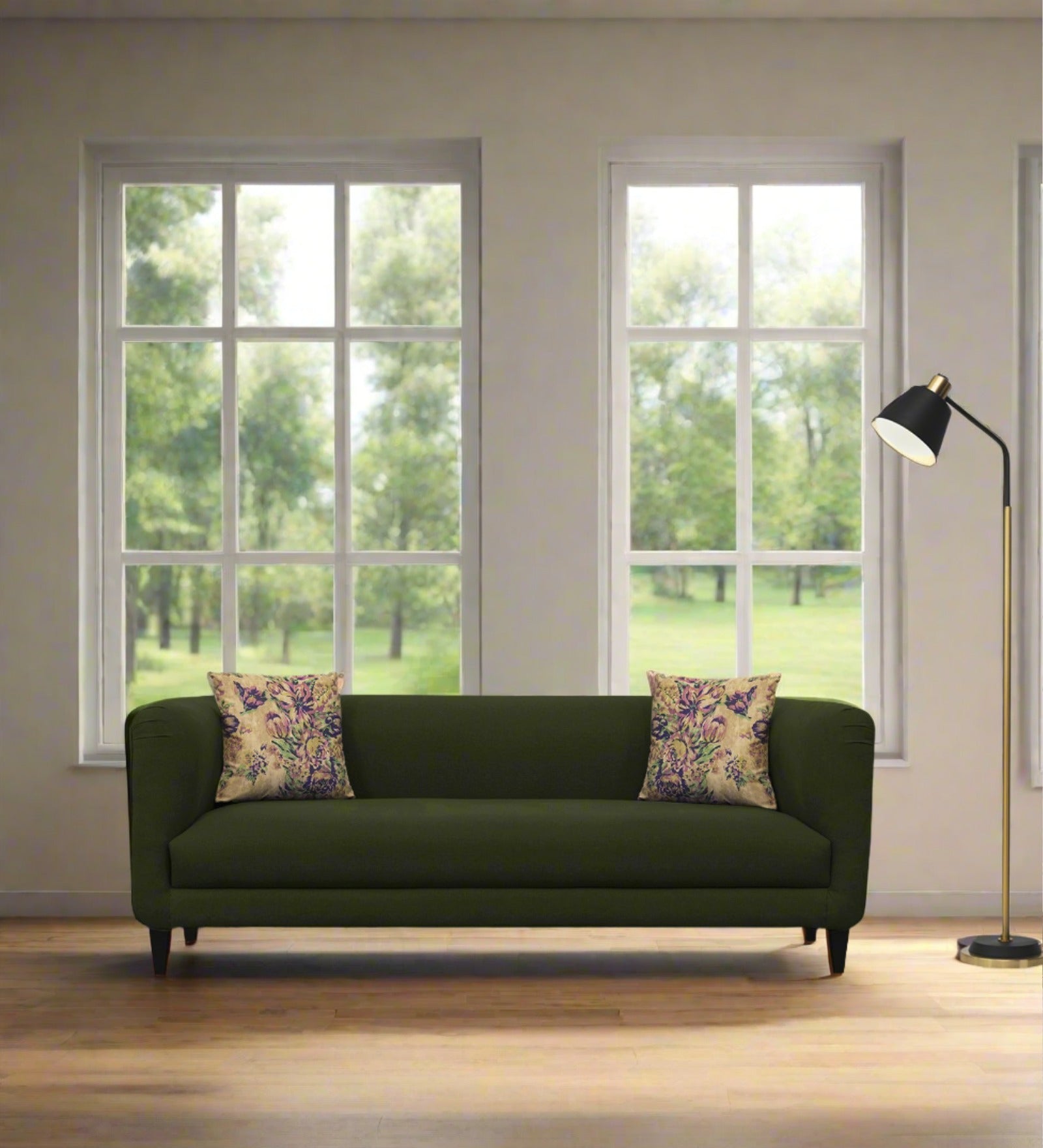 Niki Fabric 3 Seater Sofa In Olive Green Colour - Febonic Living