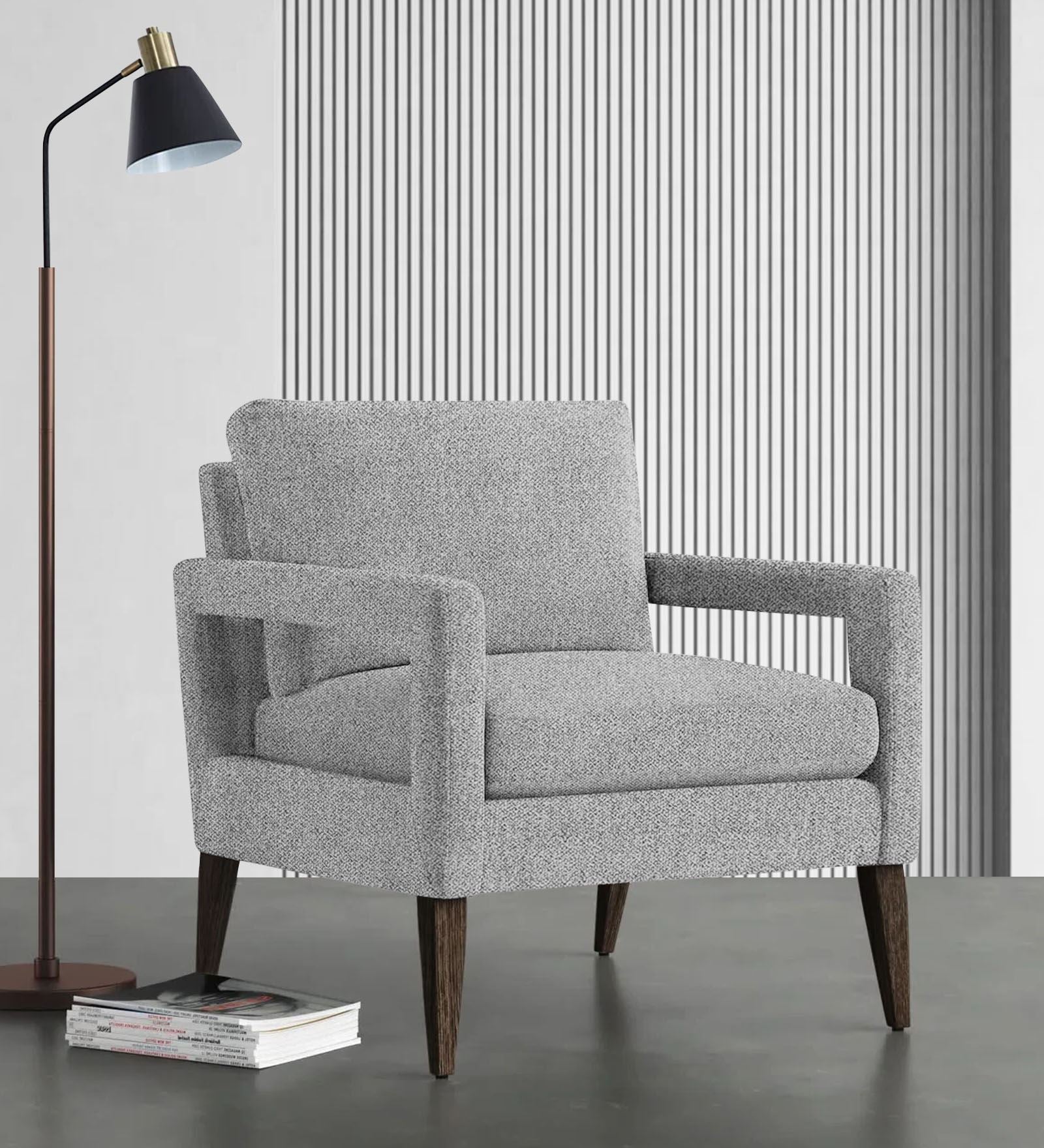 Olsen Fabric Arm Chair In Lit Grey Colour - Febonic Living