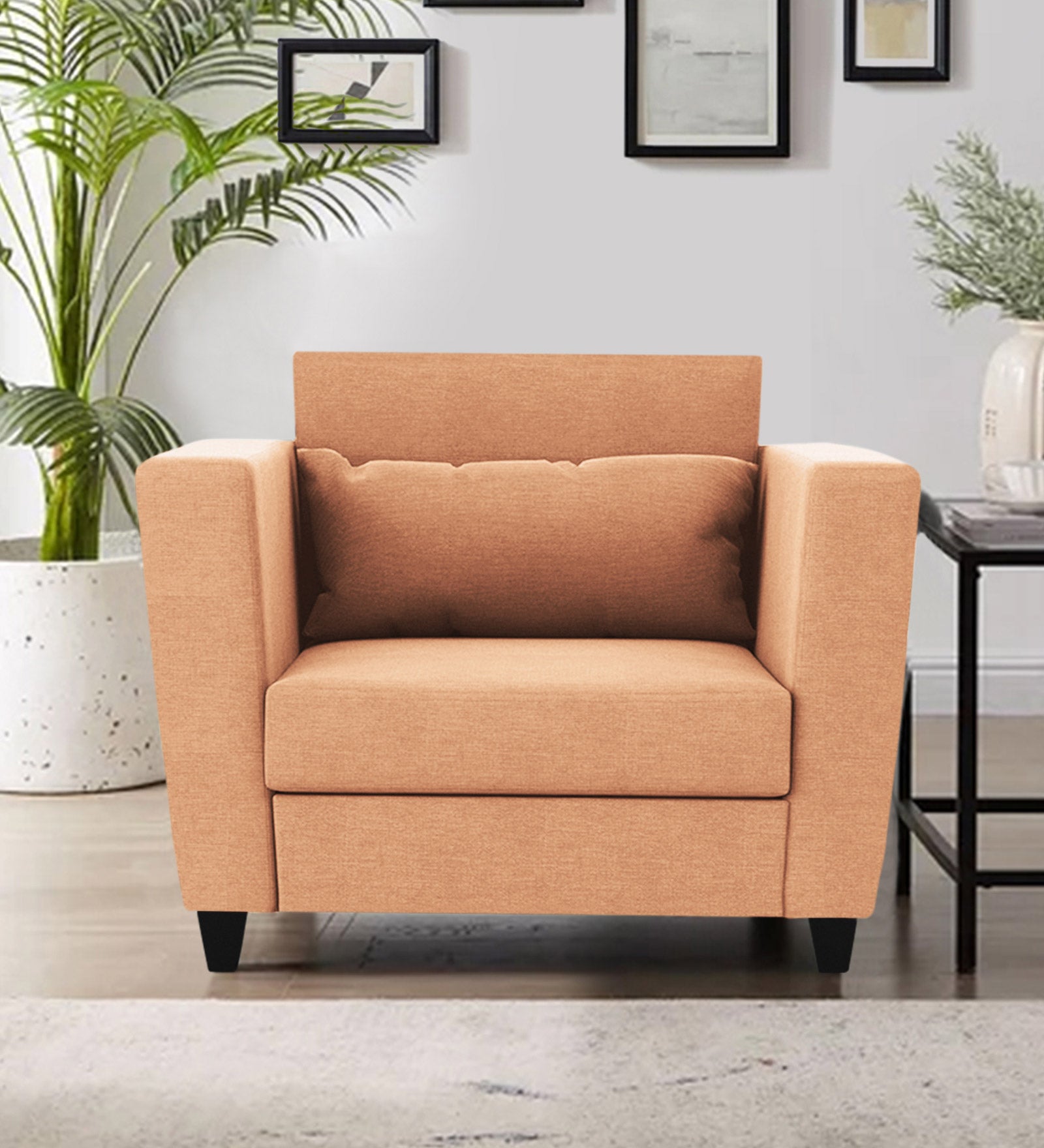 Tokyo Fabric 1 Seater Sofa In Cosmic Beige Colour - Febonic Living
