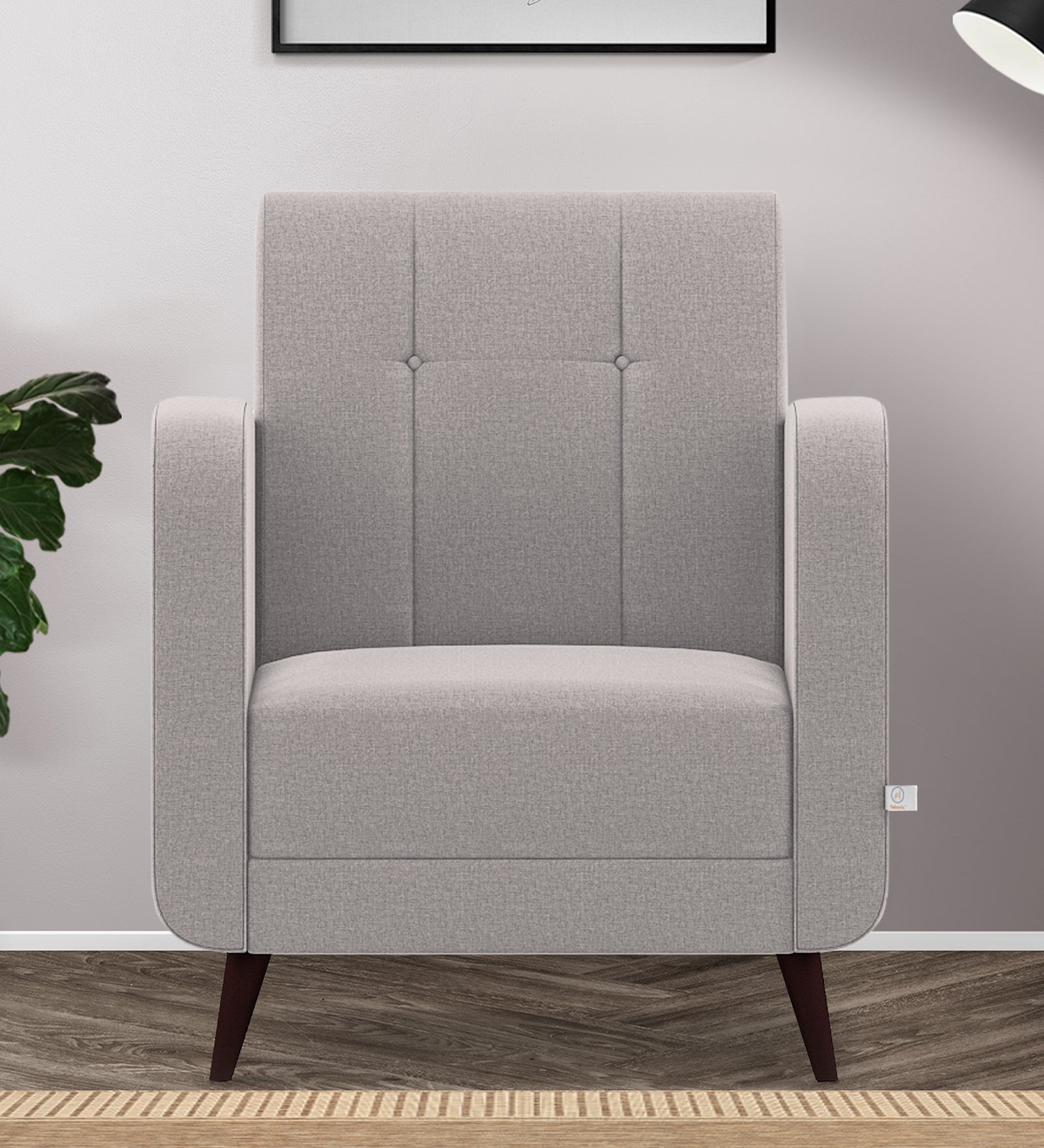 Wiki Velvet 1 Seater Sofa in Pearl Grey Colour