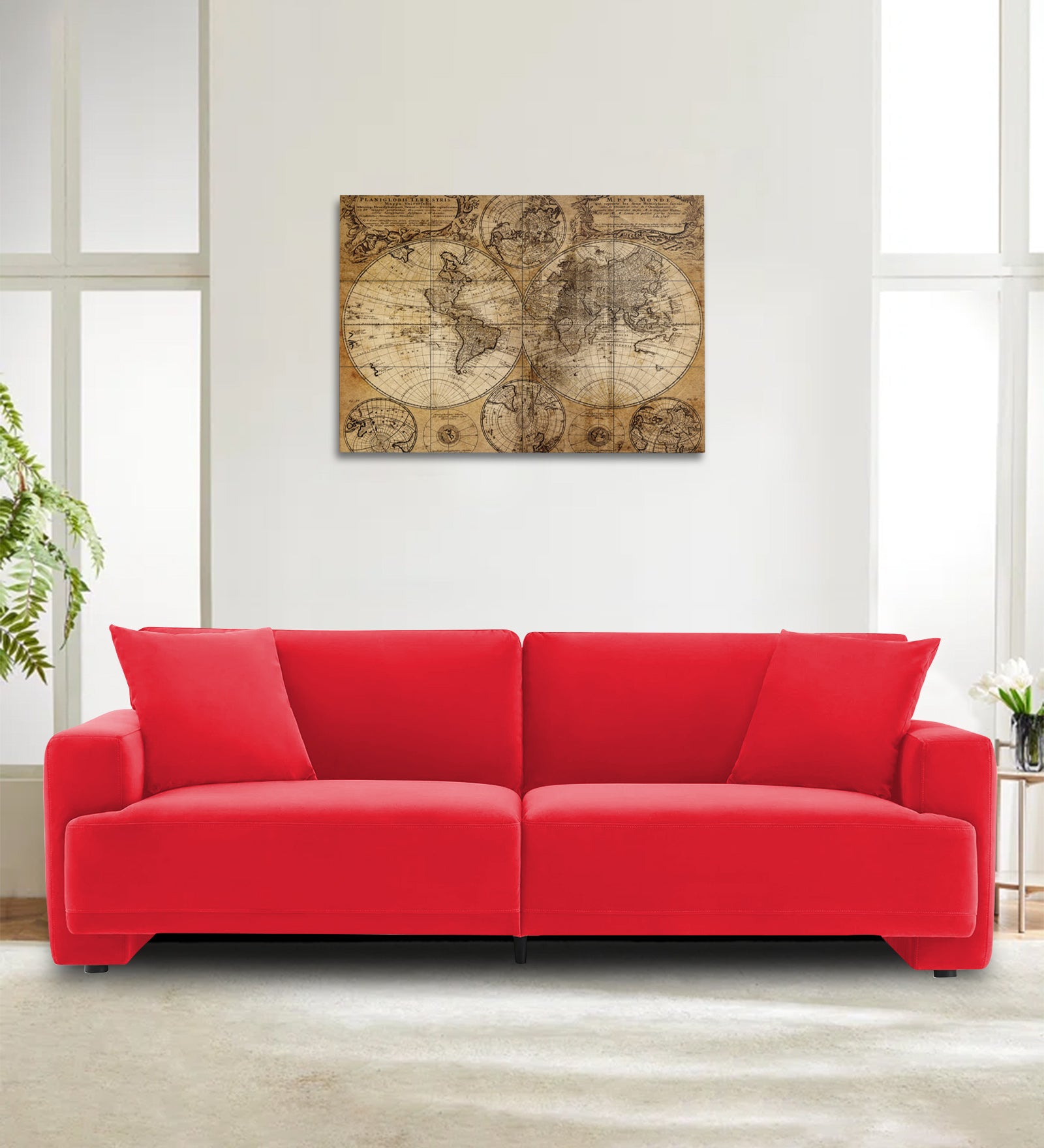 Kosta Velvet 3 Seater Sofa In Ox Blood Maroon Colour - Febonic Living