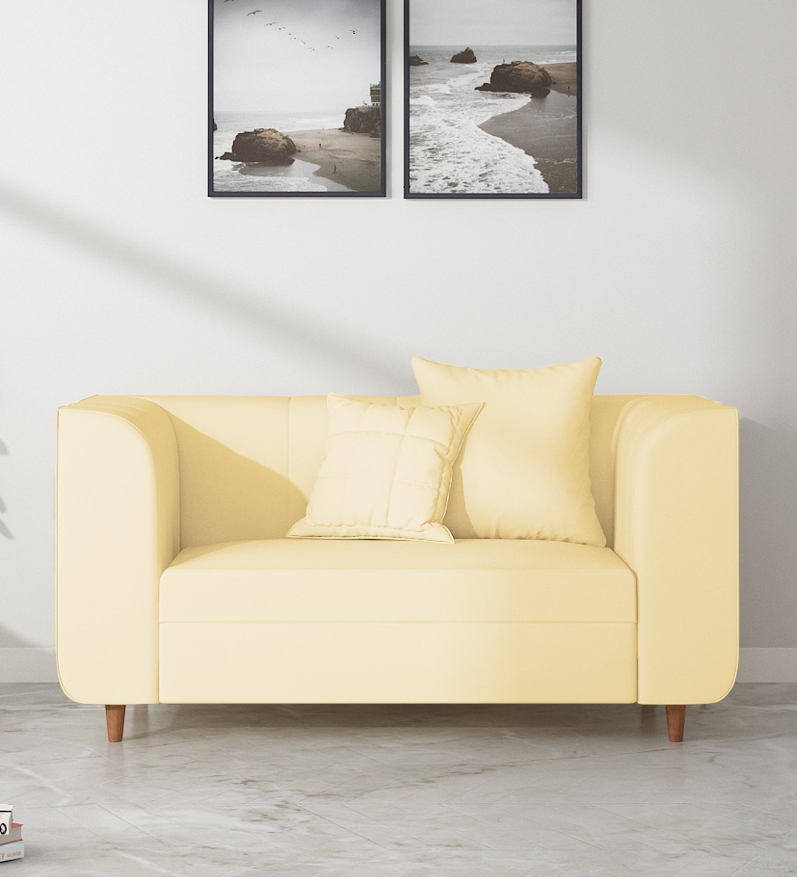 Sumo Velvet 2 Seater Sofa In Sandy Beige Colour - Febonic Living