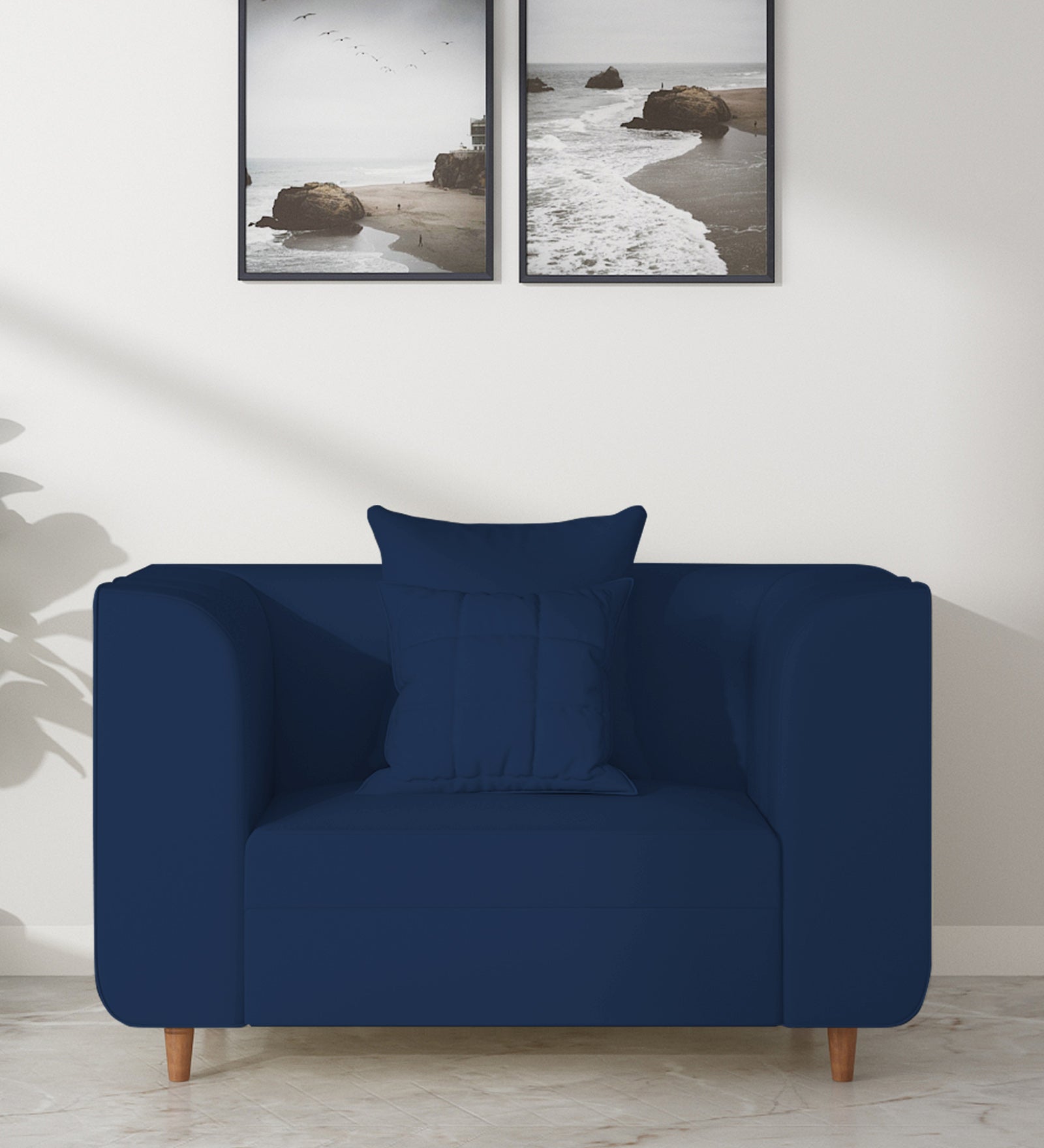 Sumo Velvet 1 Seater Sofa In Imperial Blue Colour - Febonic Living