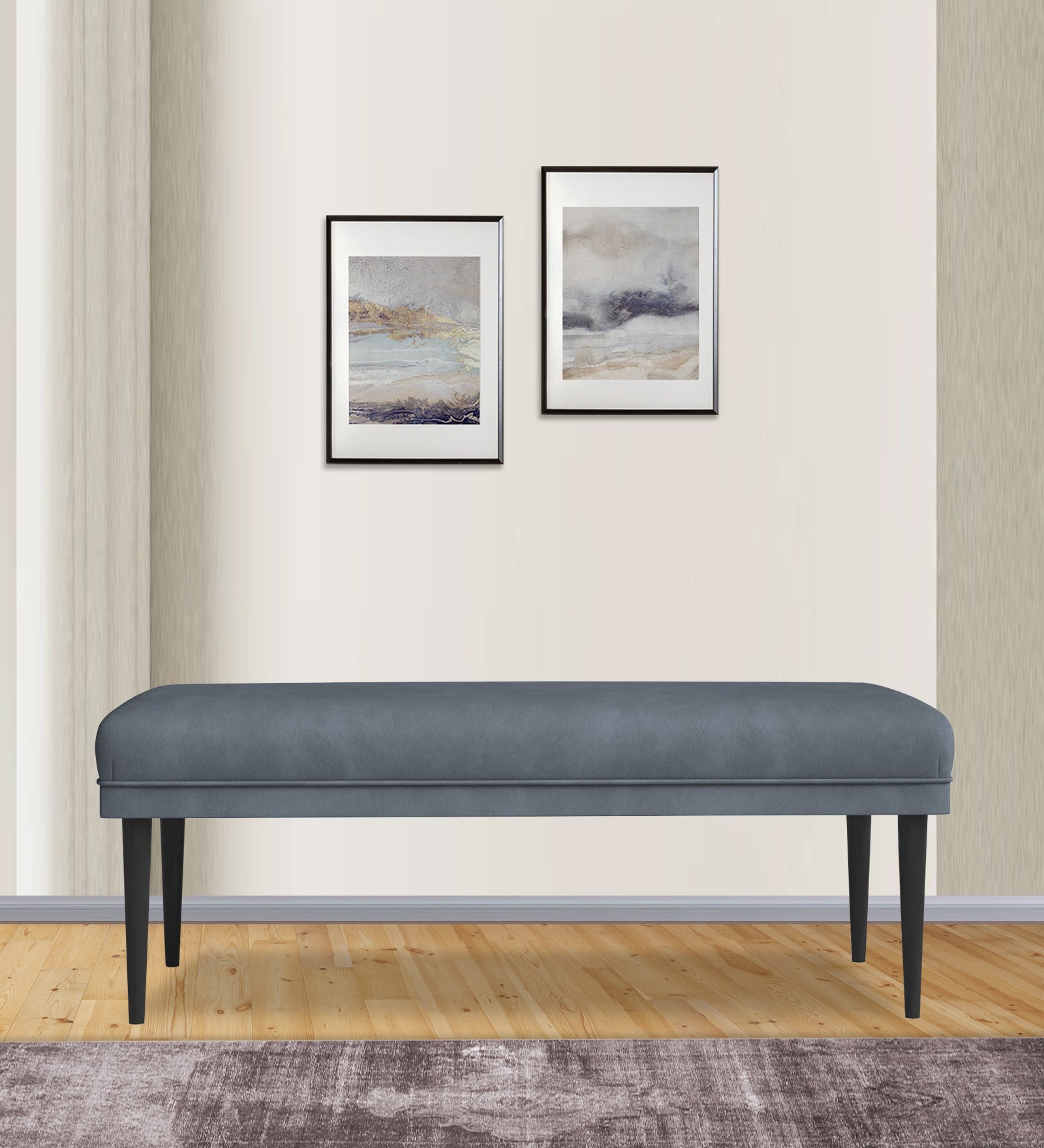 Summer Fabric Bench In Indigo Blue Colour - Febonic Living