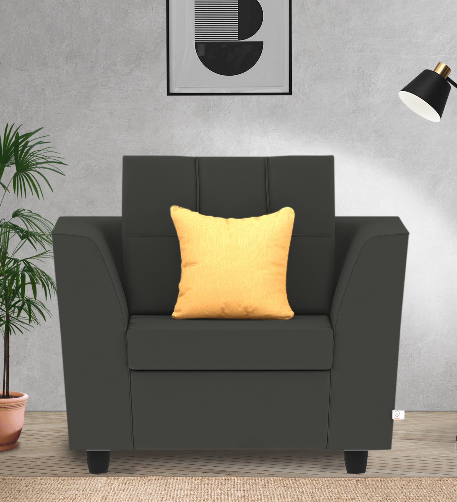 Nestin Velvet 1 Seater Sofa in Hory Grey Colour