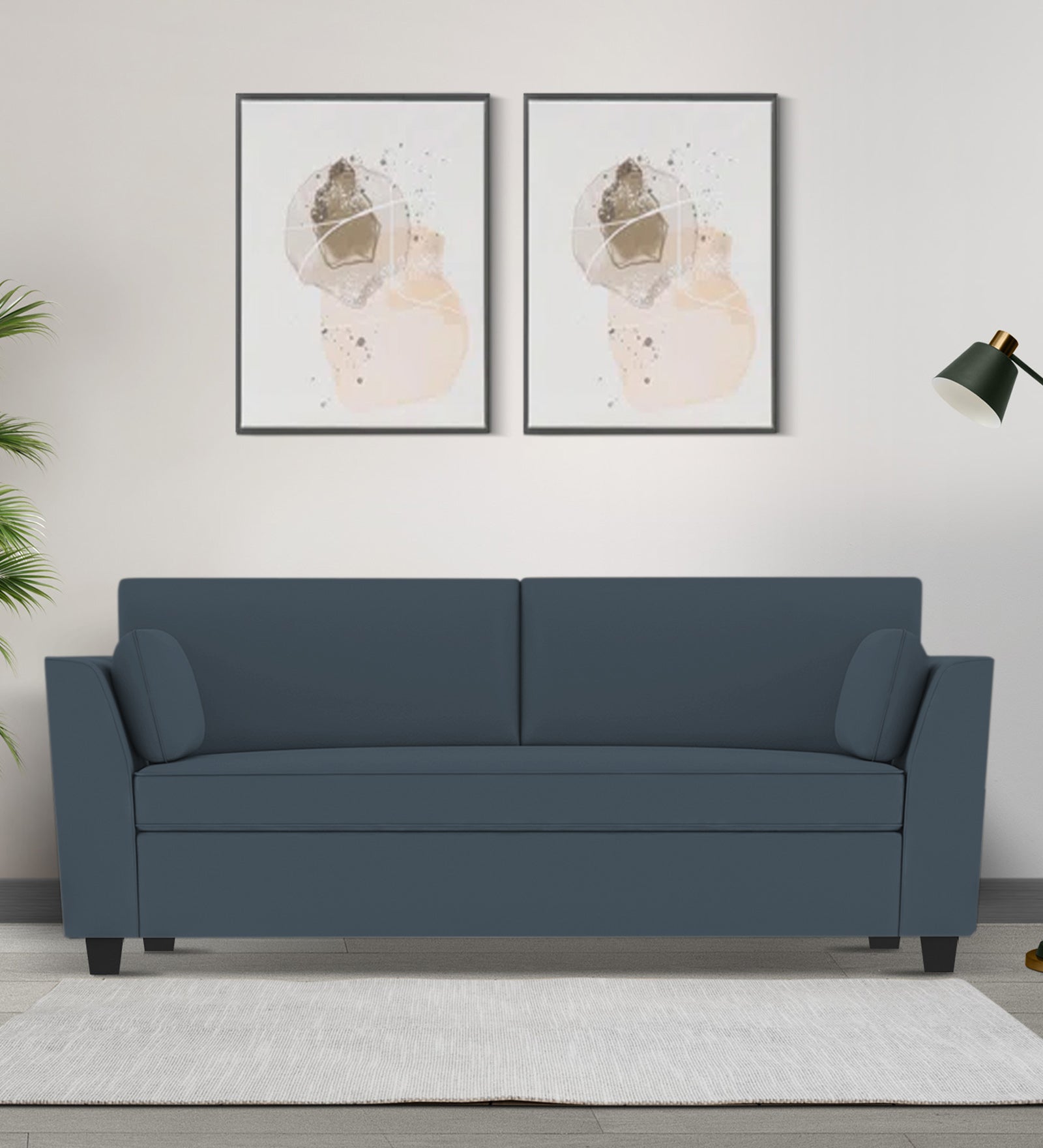 Bristo Velvet 3 Seater Sofa In ox oxford blue Colour With Storage - Febonic Living