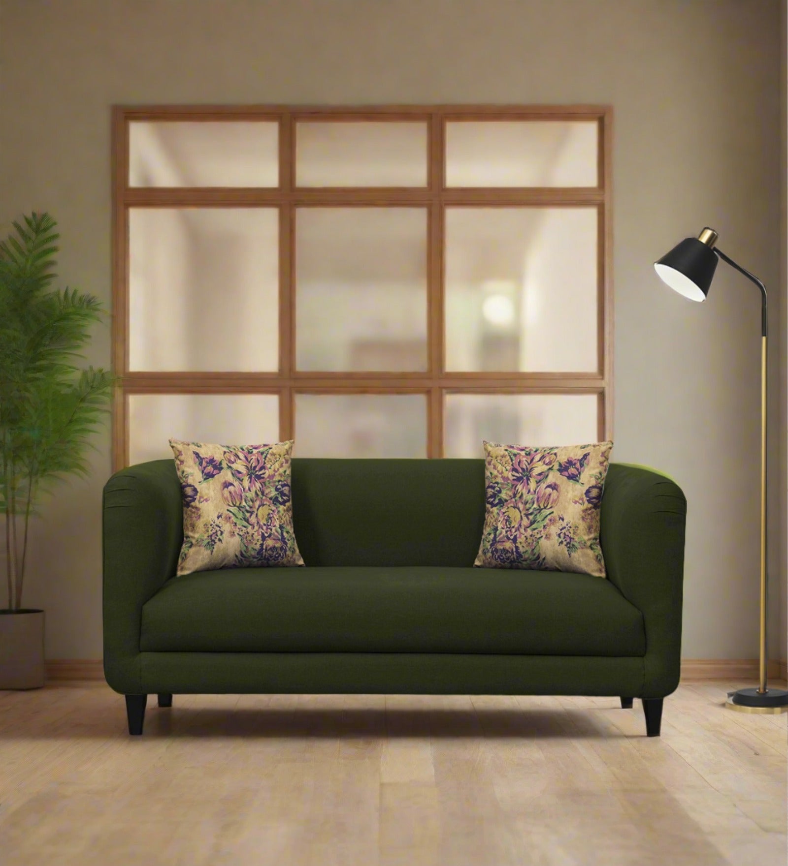 Niki Fabric 2 Seater Sofa In Olive Green Colour - Febonic Living