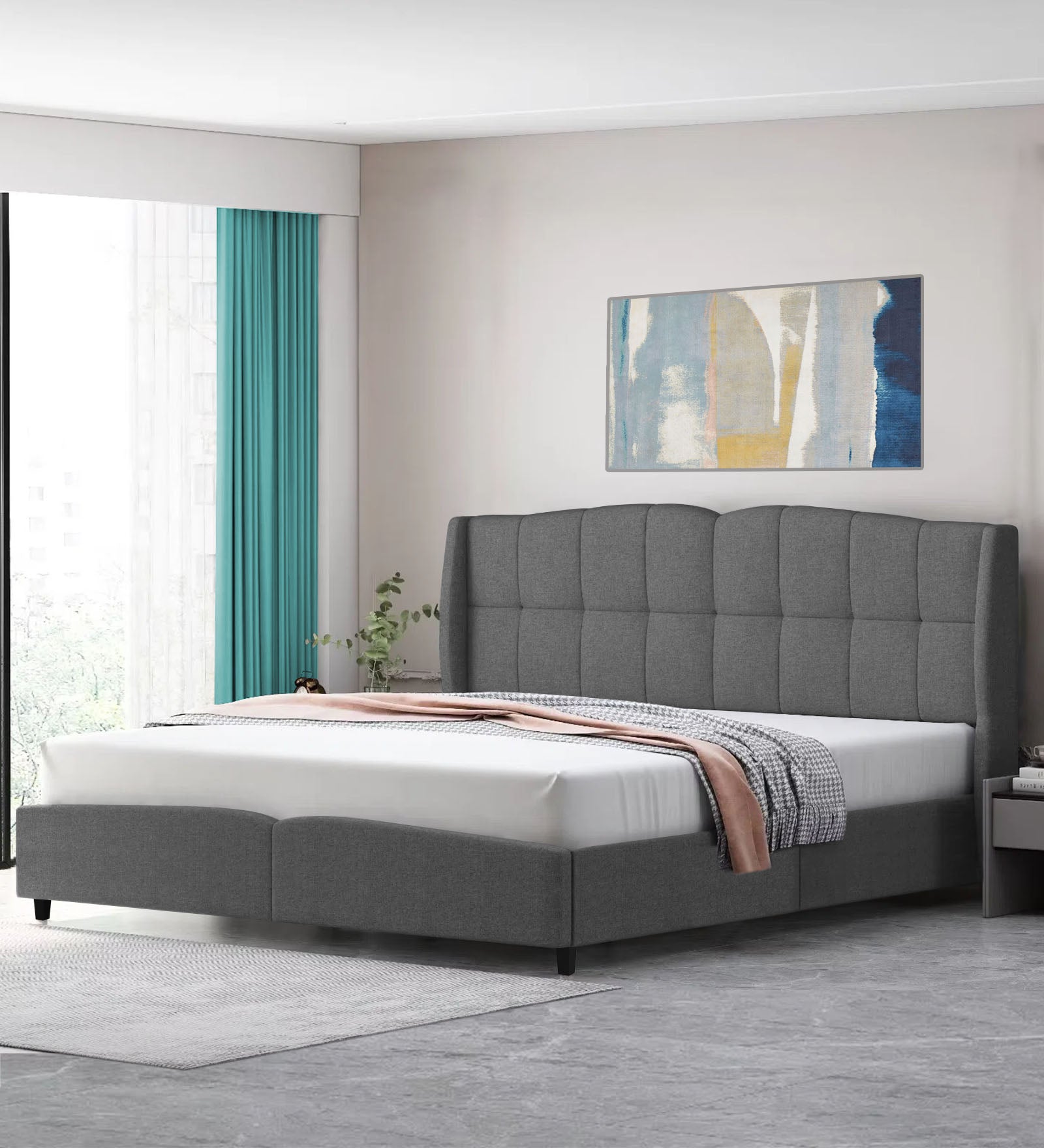 Jovi Velvet King Size Bed In Davy Grey In Colour - Febonic Living
