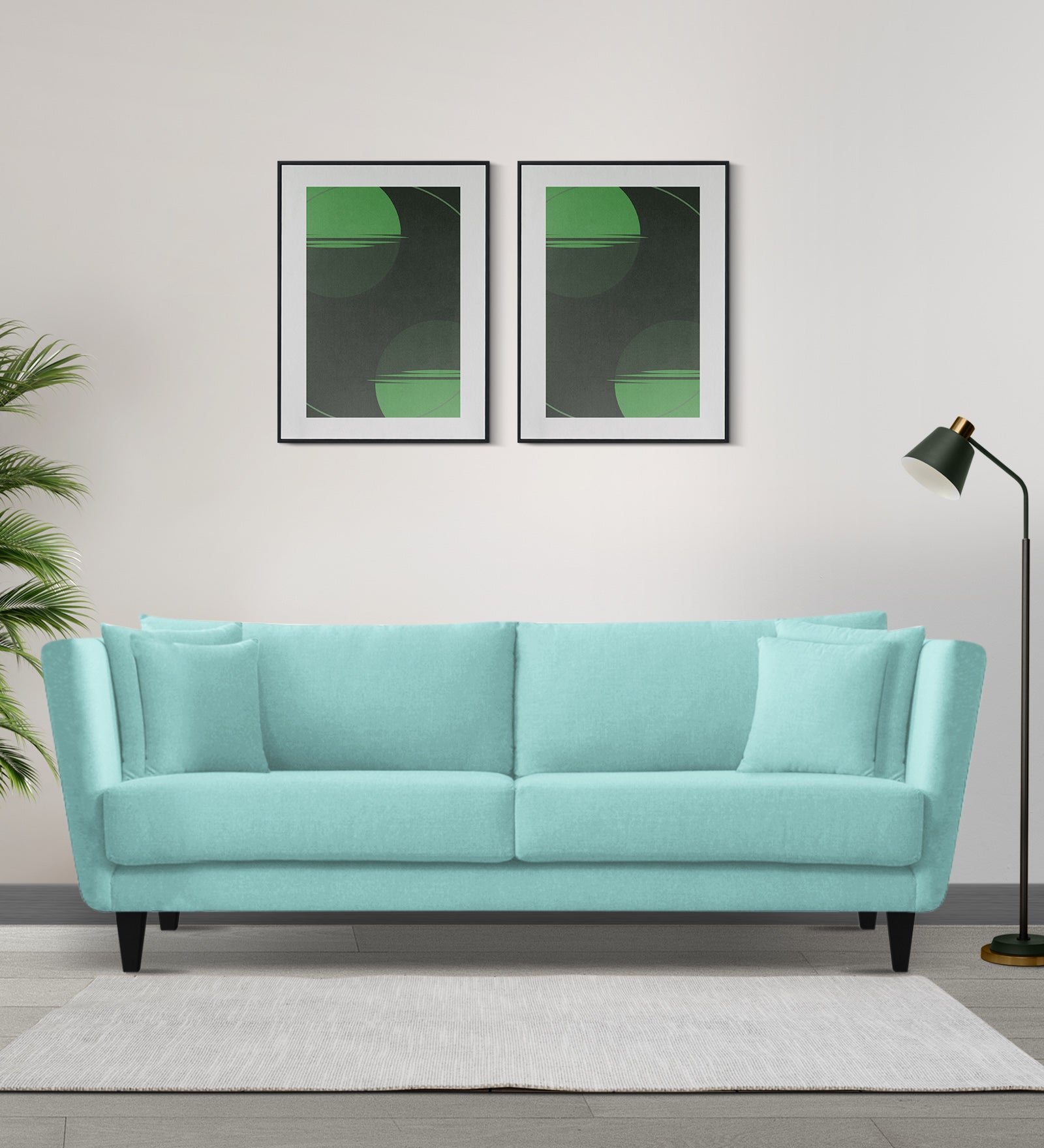 Norway Velvet 3 Seater Sofa In Barmunda Aqua Colour - Febonic Living