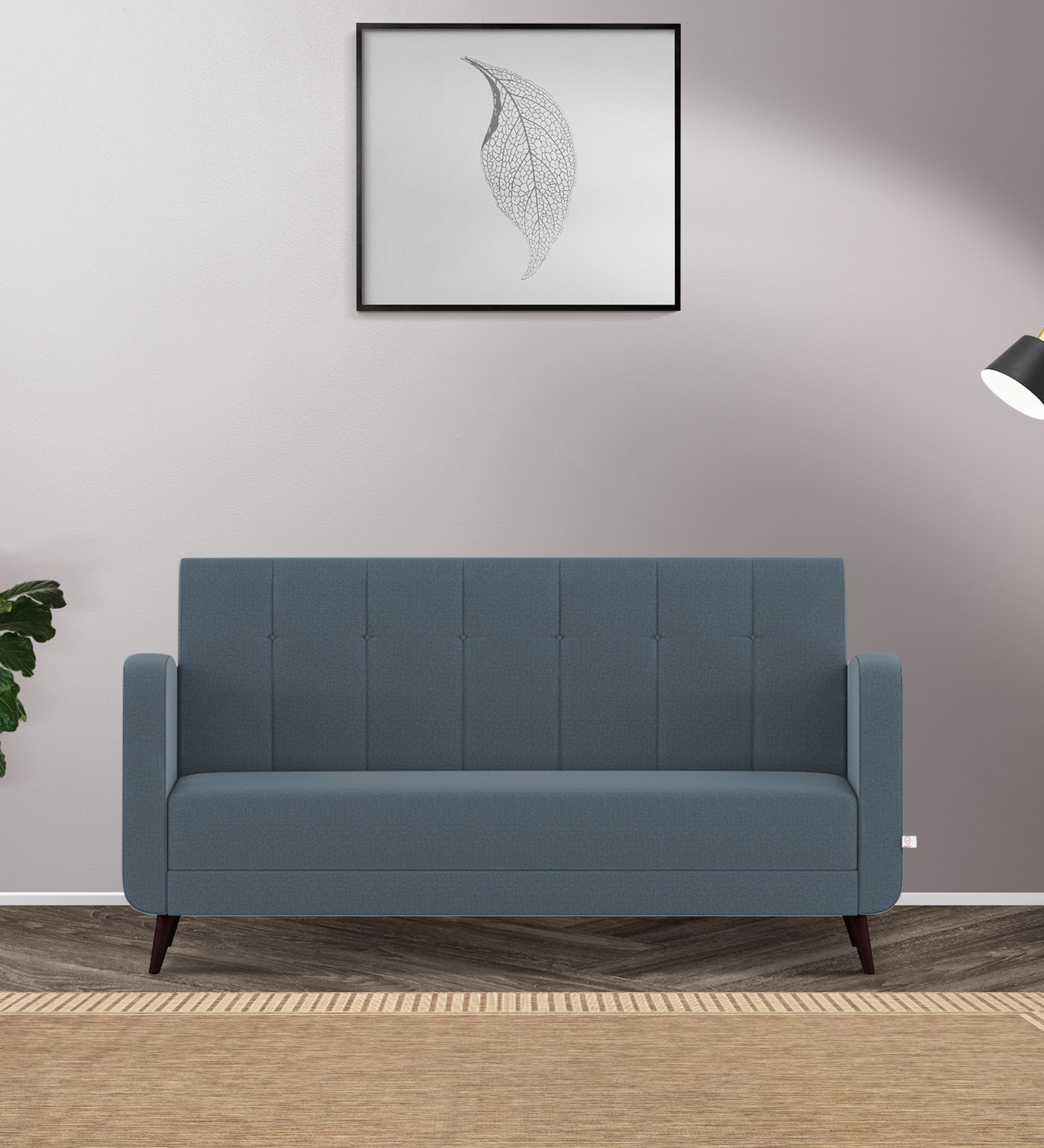 Wiki Velvet 3 Seater Sofa In Oxford Blue Colour