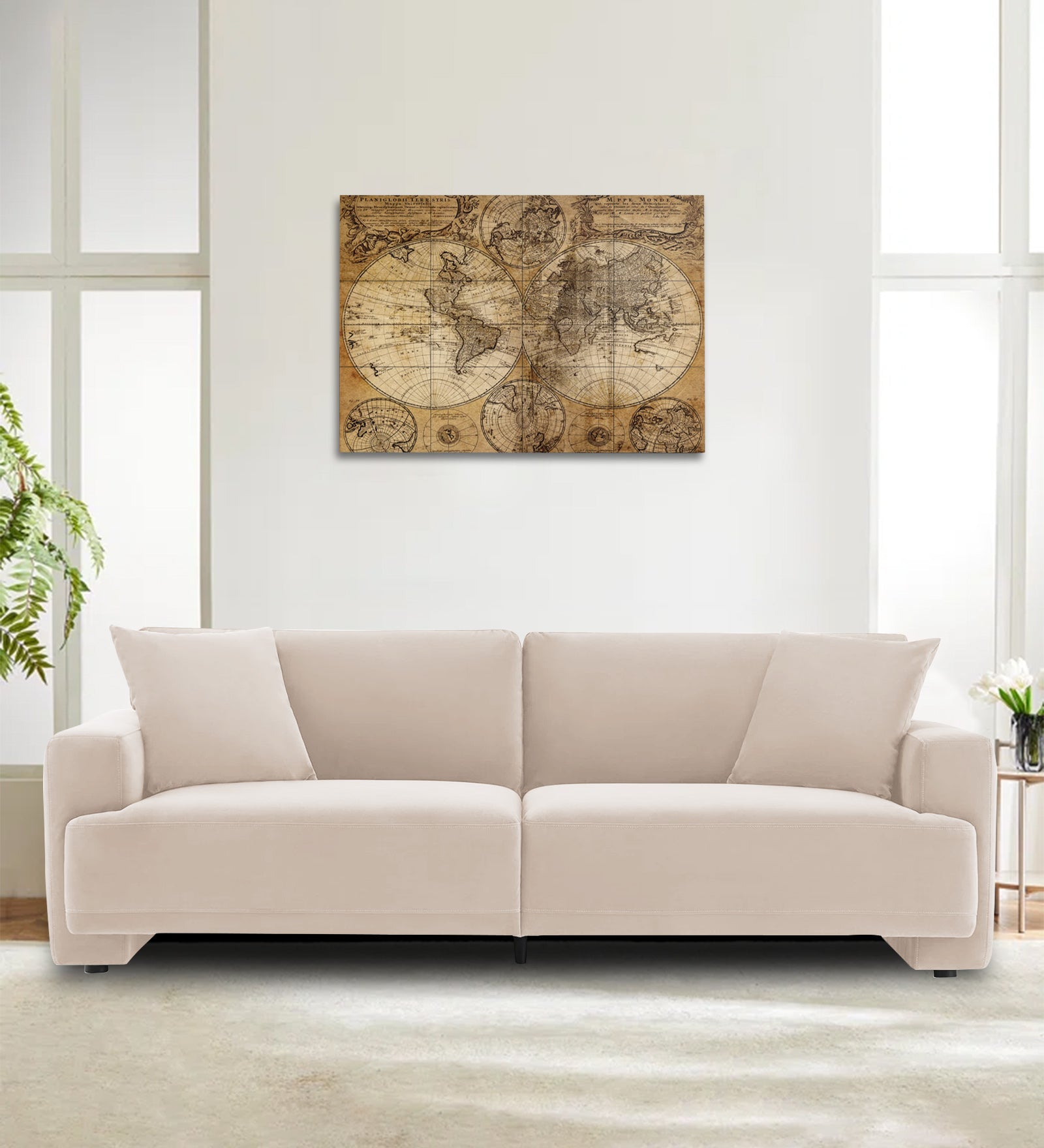 Kosta Velvet 3 Seater Sofa In Camel Beige Colour - Febonic Living
