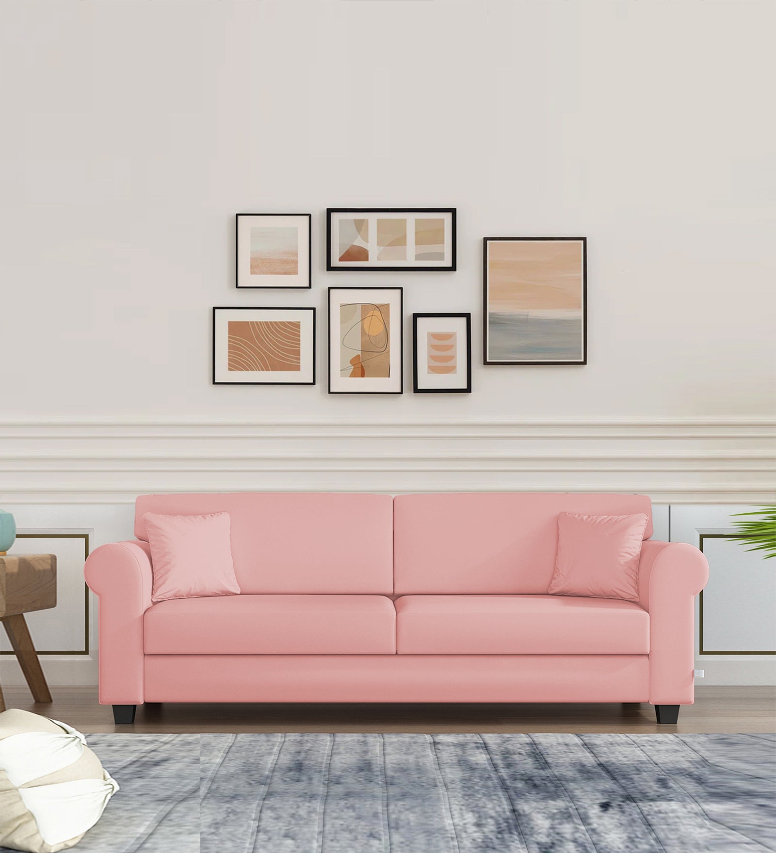 Numonk Velvet 3 Seater Sofa In Millennial Pink Colour - Febonic Living